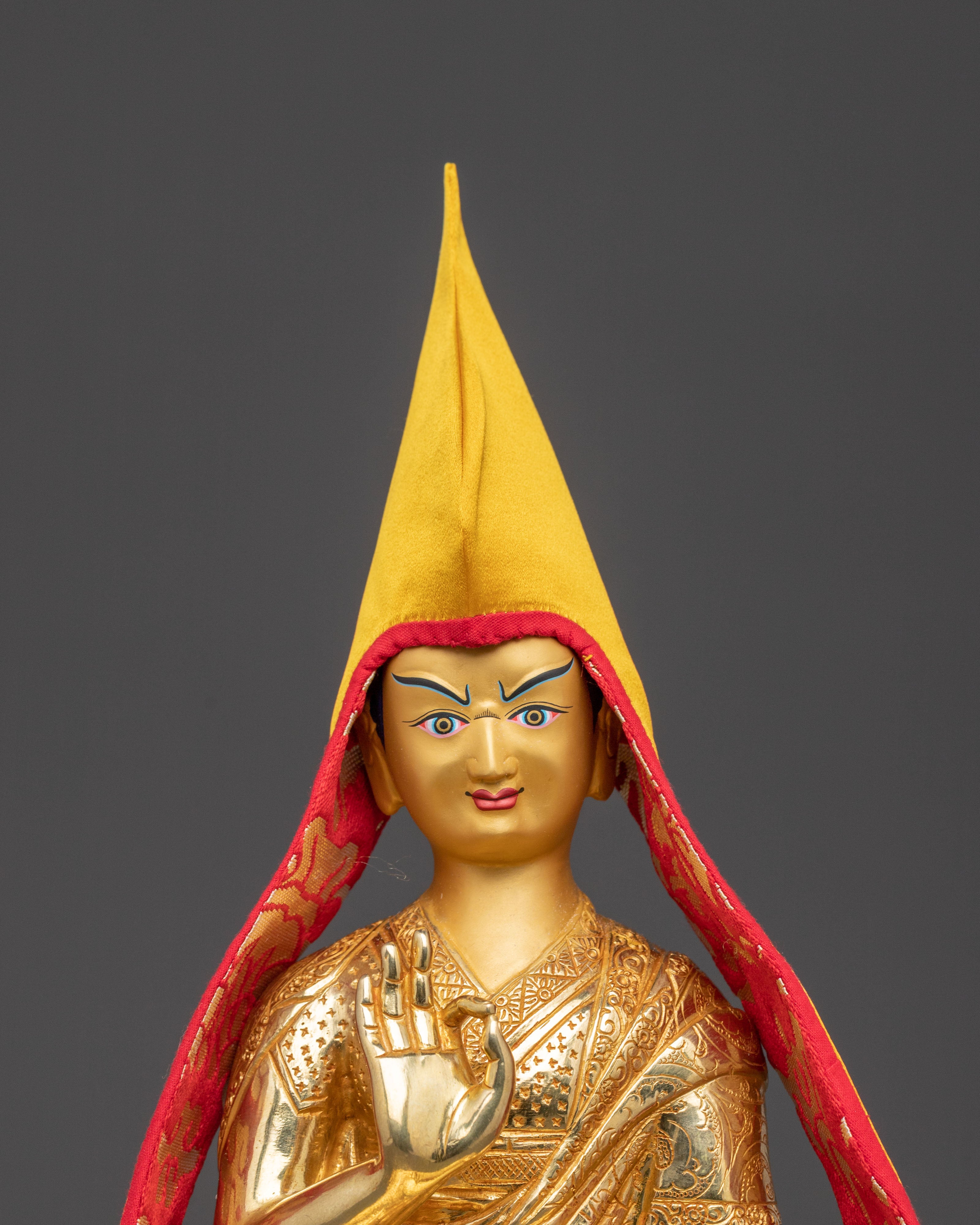 Sacred Tsongkhapa Statue Set | Sacred Meditation Teacher Sculpture