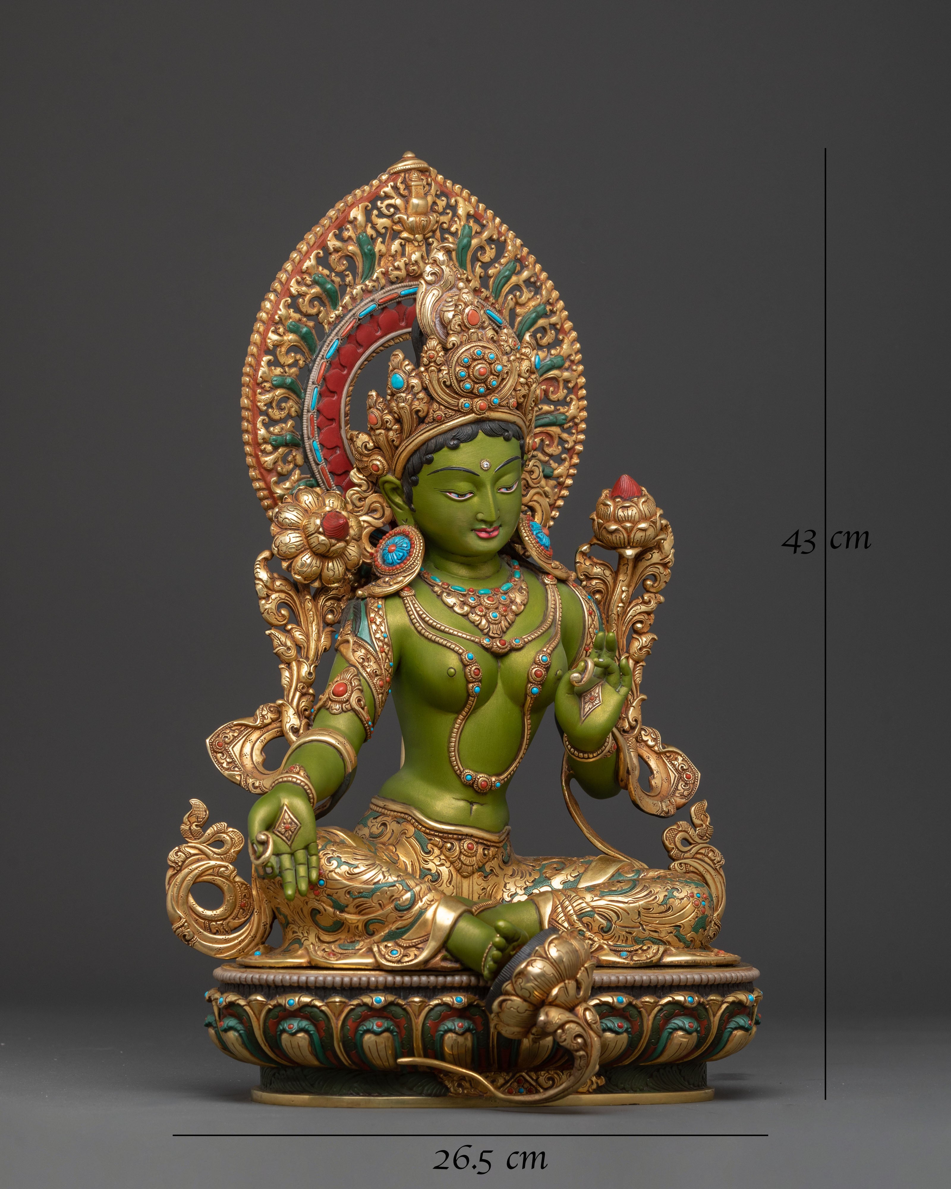 Buddhist Green Tara Compassion Statue | Meditation Altar Decor