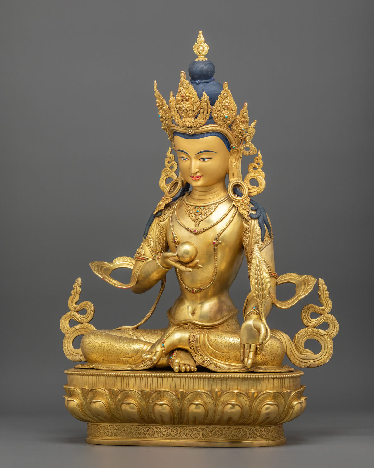 Kshitigarbha Sculpture | Exquisite 24K Gilded Craftsmanship