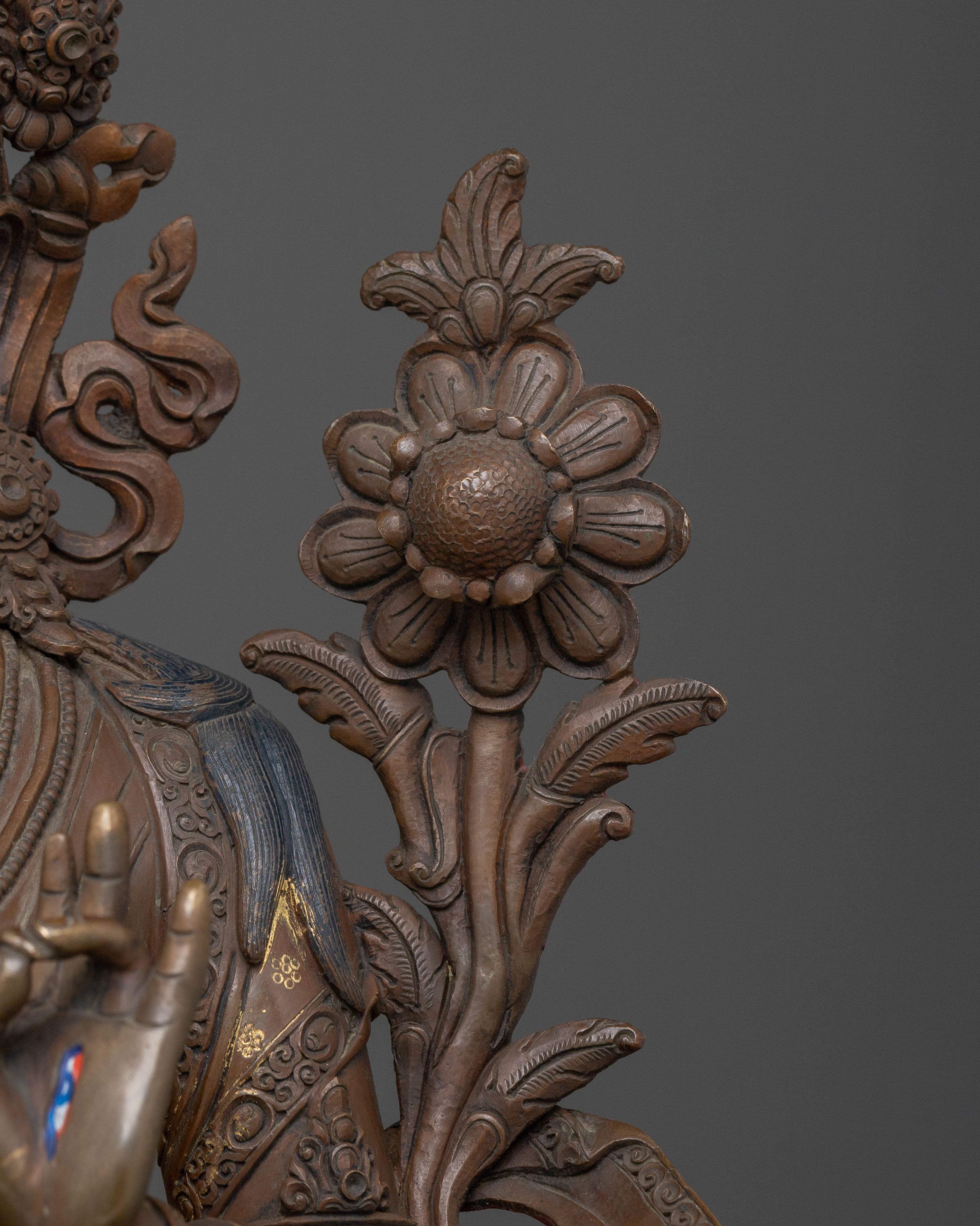 White Tara Oxidized Copper Statue | Long Life Icon