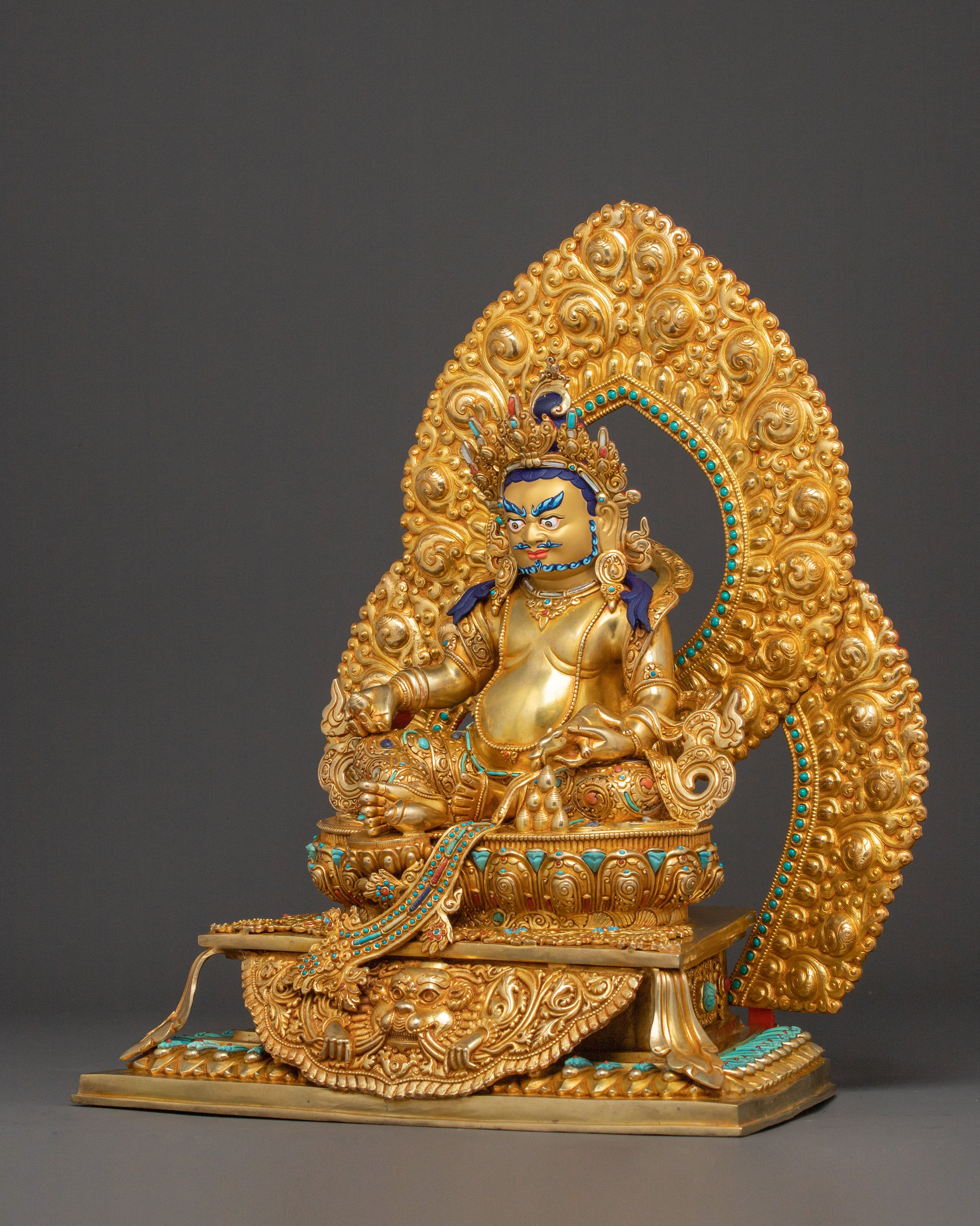 Dzambhala Statue on Throne | Altar Home Decor
