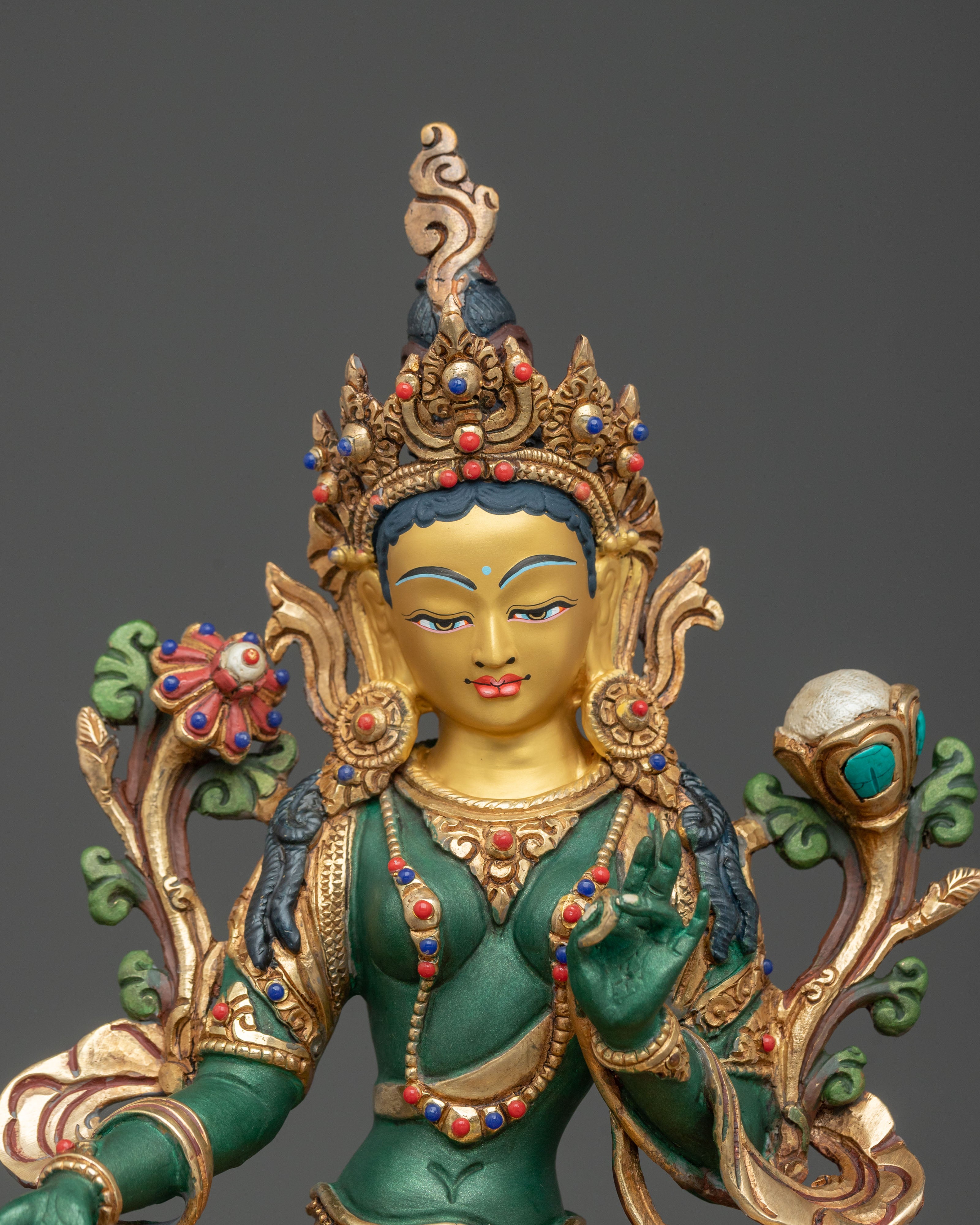 Green Tara Sculpture | Guardian Figurine for Protection