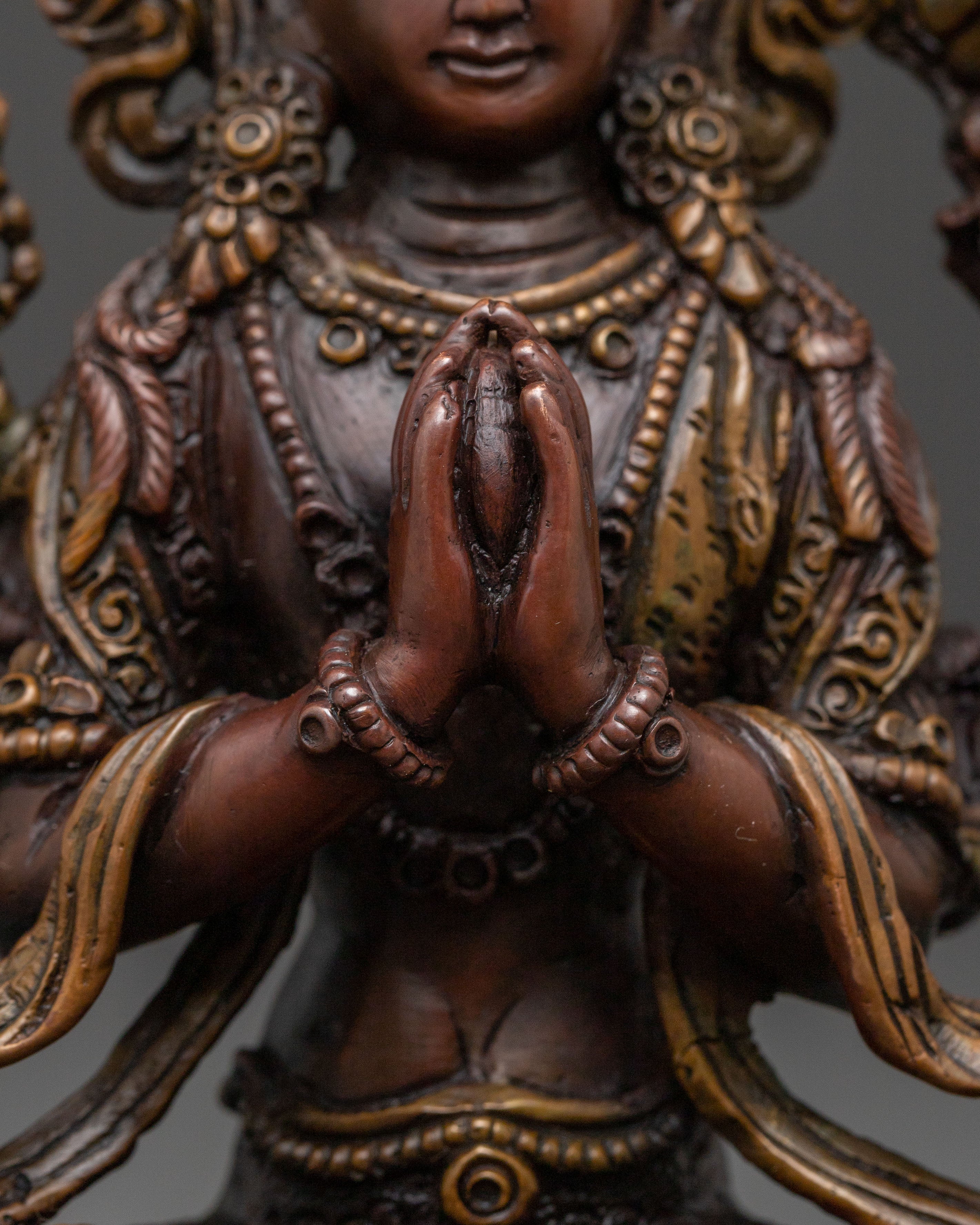 Chenrezig Divine Compassion Statue – Oxidized Copper Art