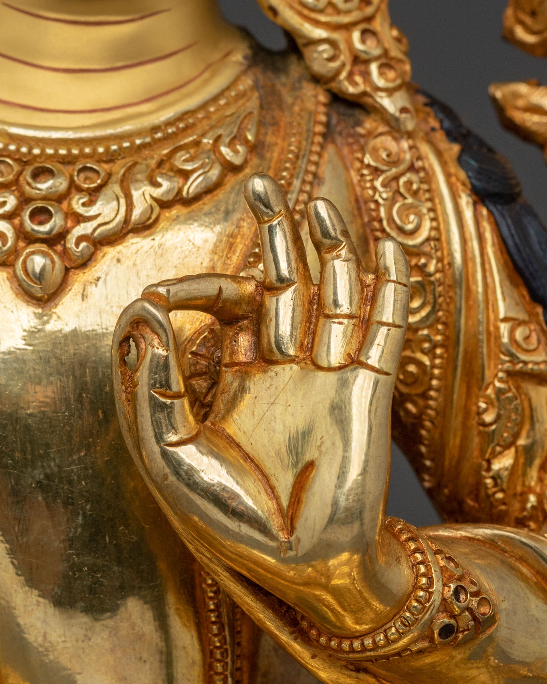 Manjushri 24K Gold Gilded Statue | Wisdom Bodhisattva