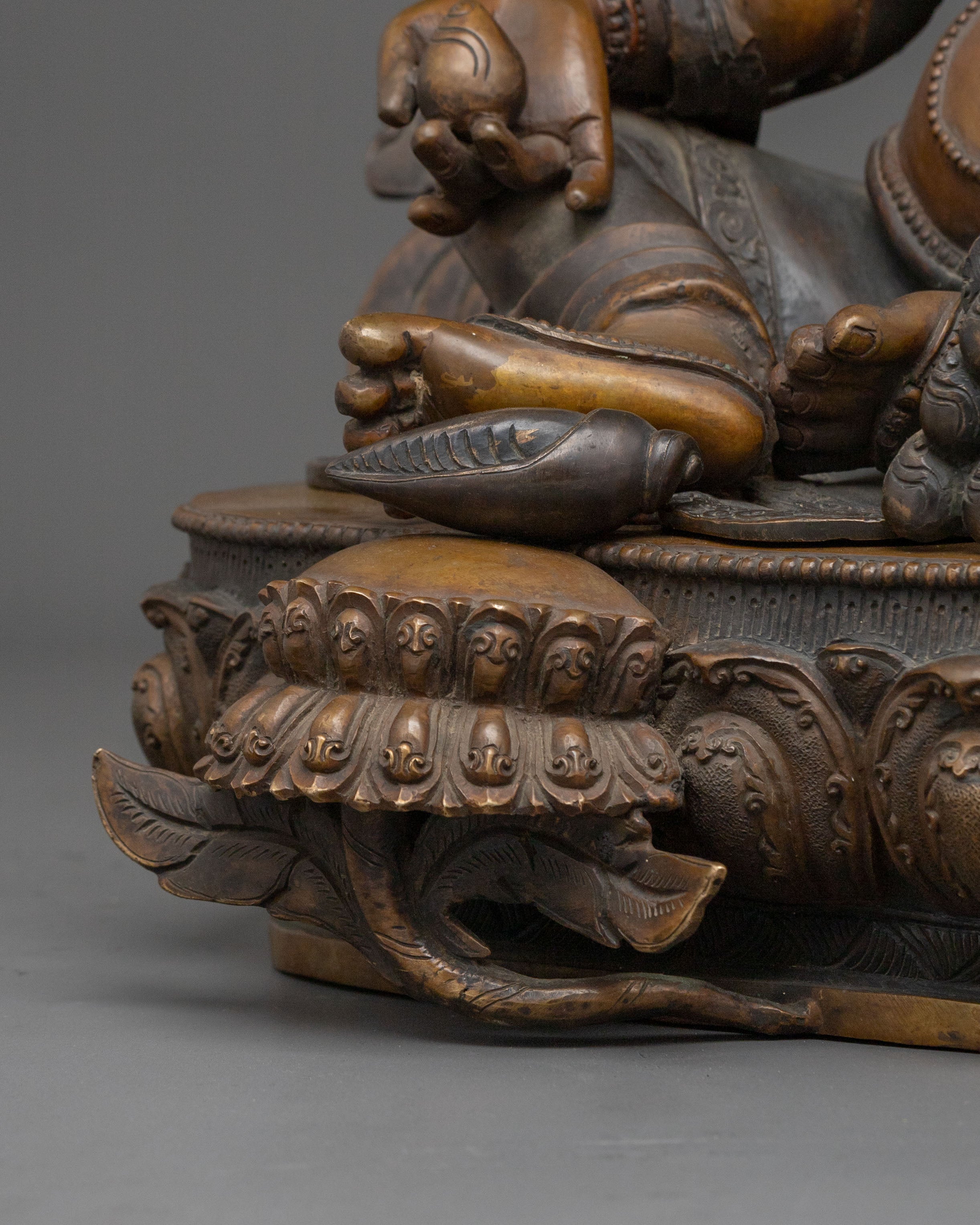 Tibetan Buddhist Dzambhala Statue: Oxidized Copper