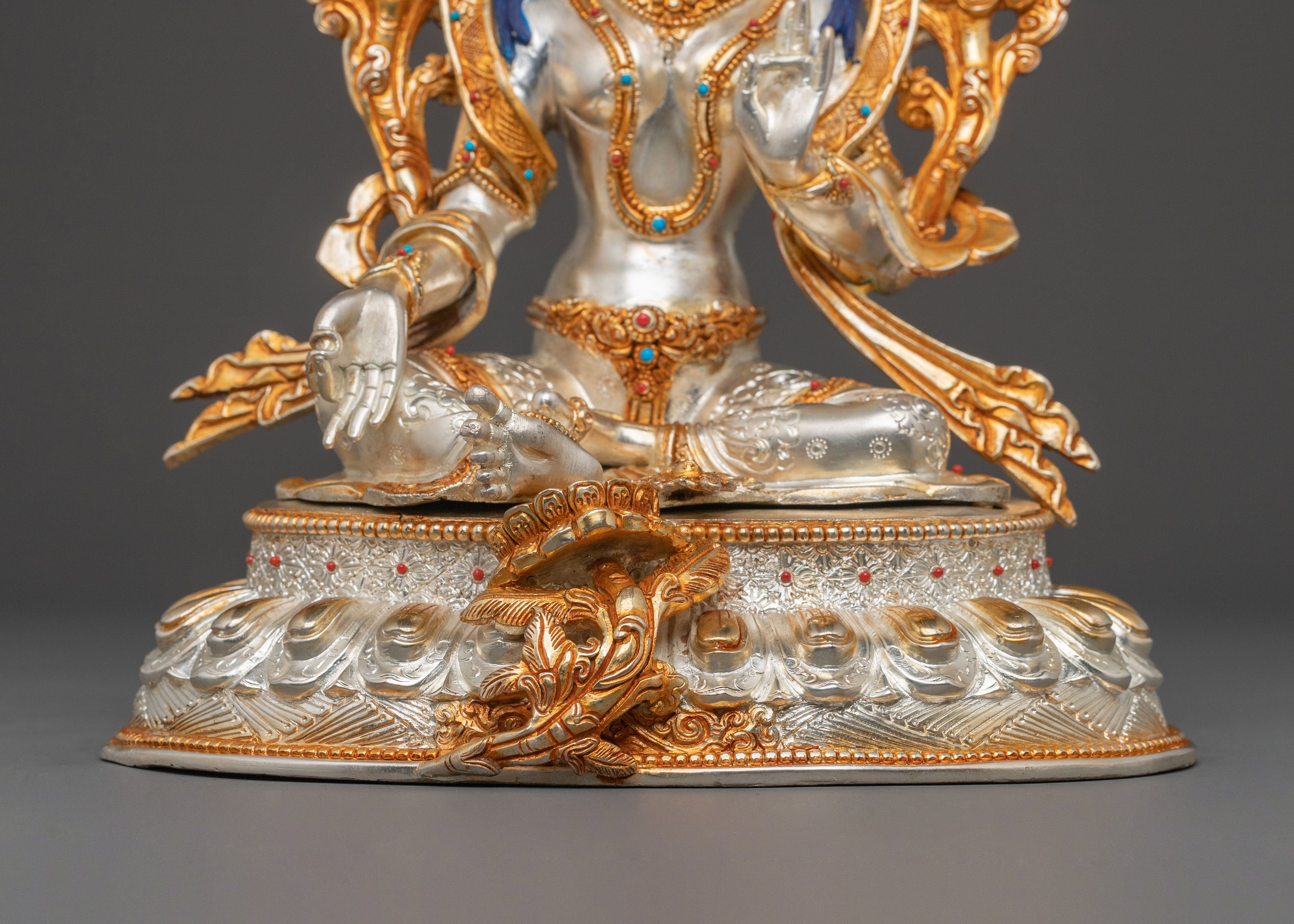 Green Tara Statue – Serene Copper Sculpture