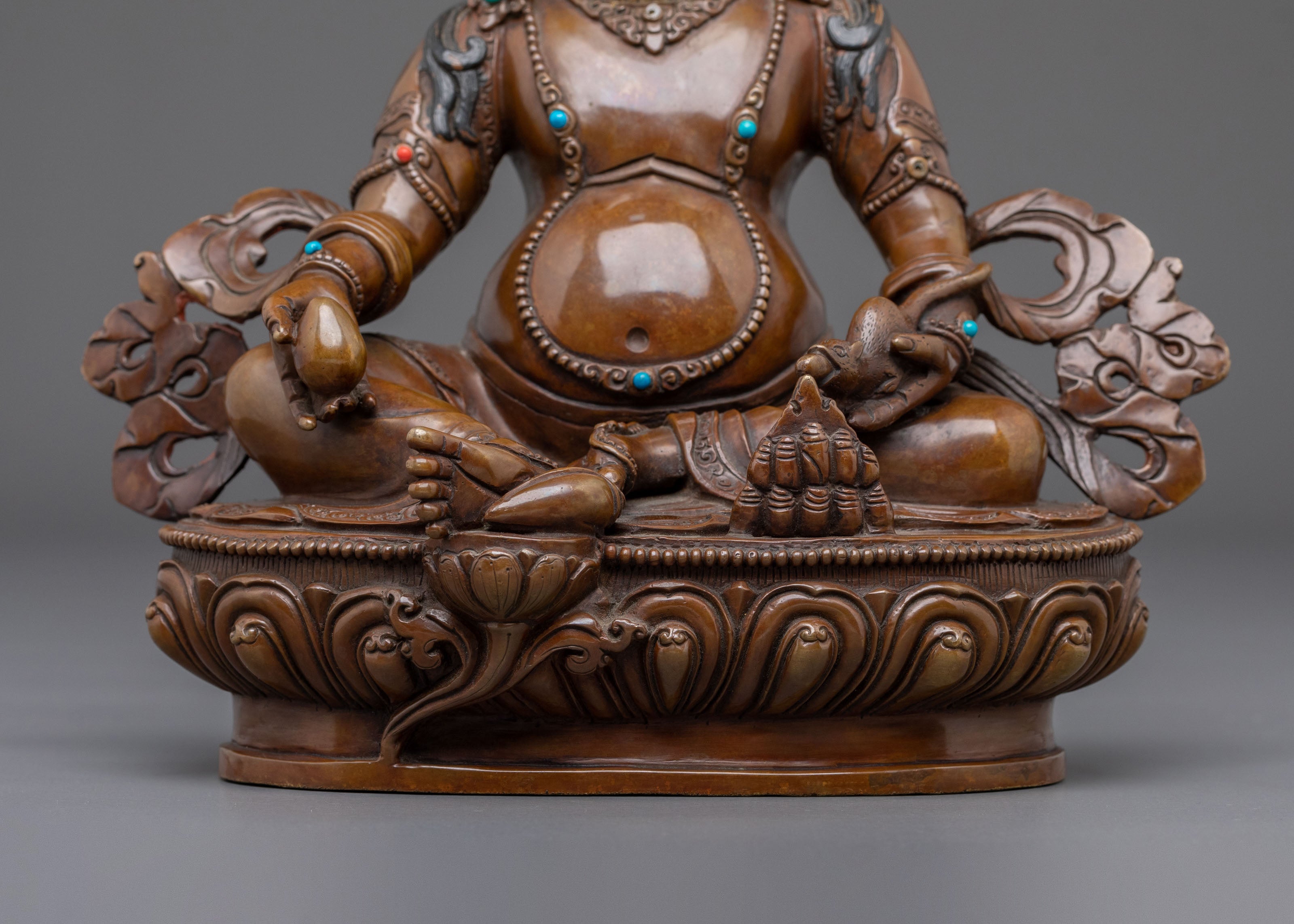 Dzambhala Statue | 24K Gold Gilded Tibetan Deity Figurine