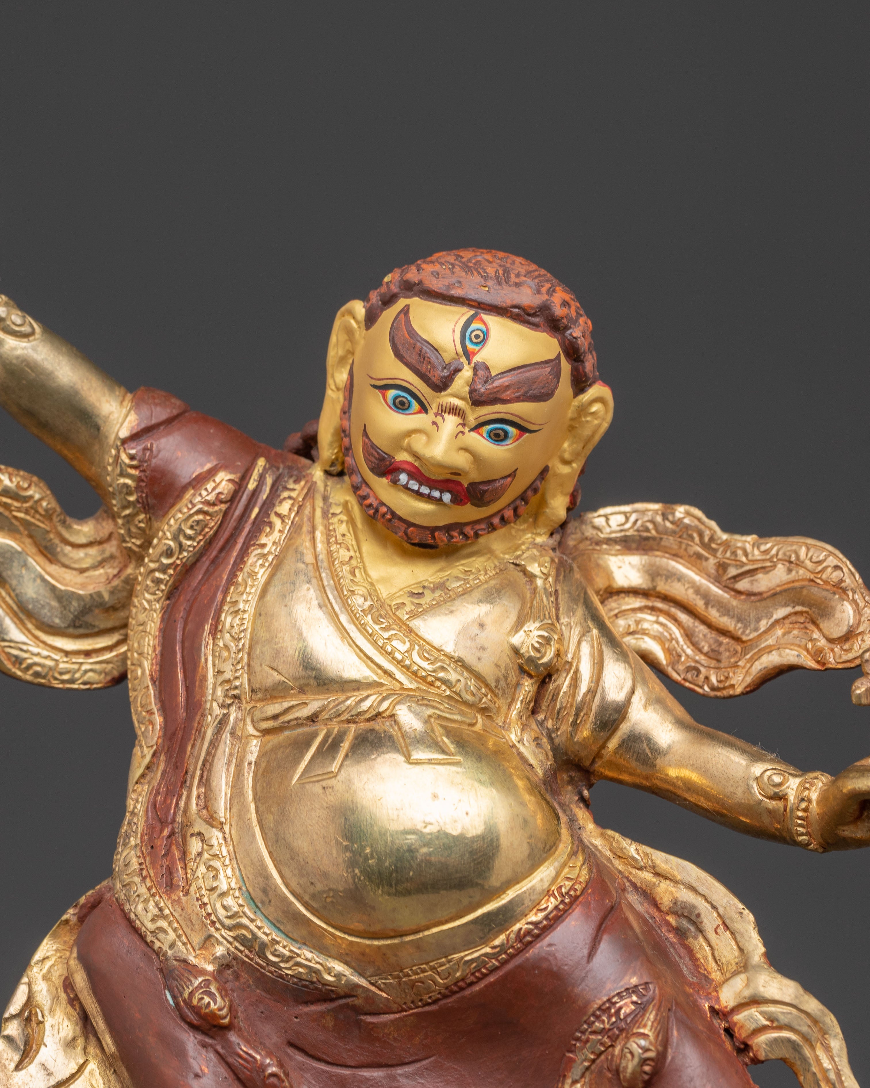 Handmade Golden Dorje Drolo Statue | Wrathful Protector