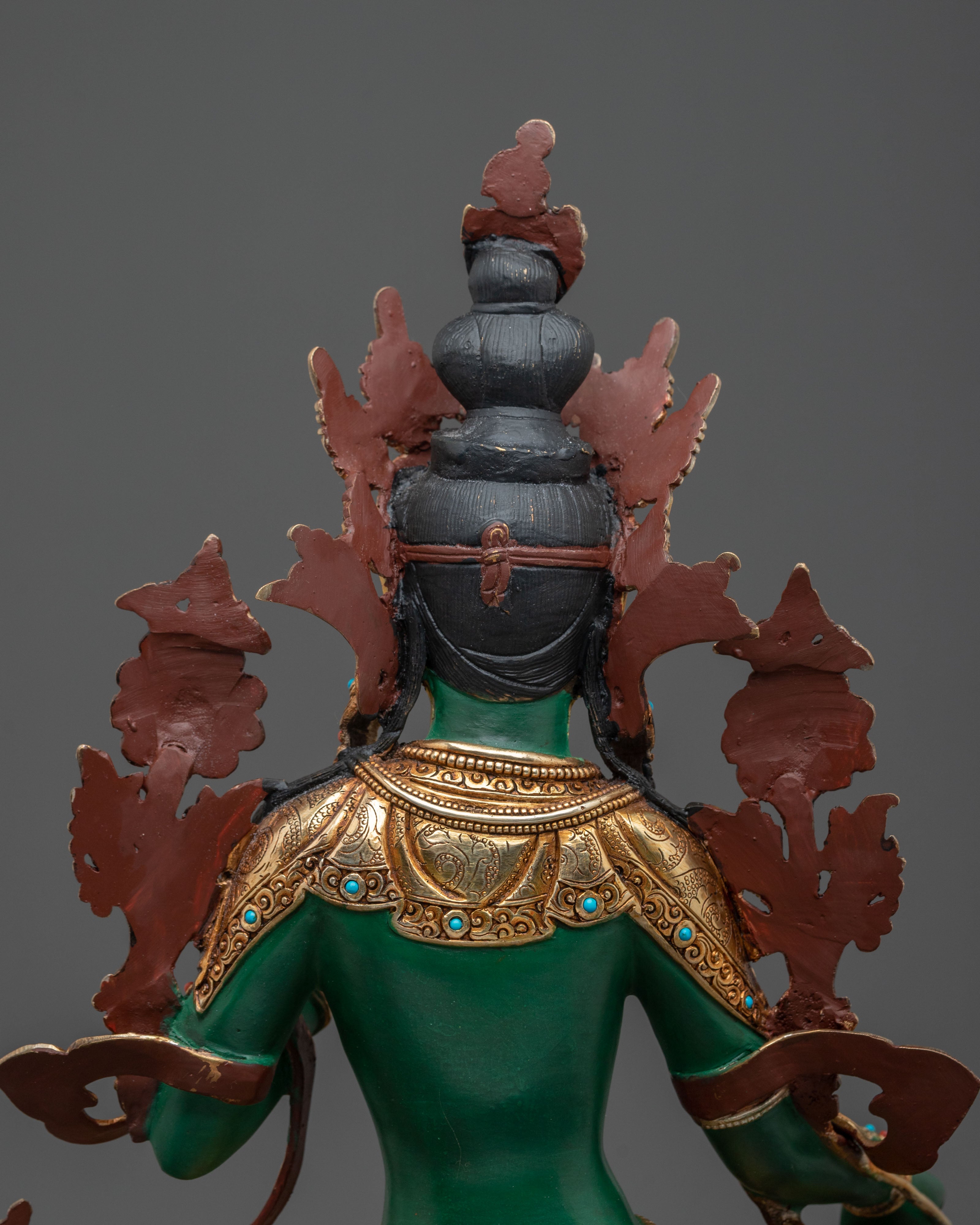 Green Tara Statue | Divine Compassionate Figurine in 24K Gold