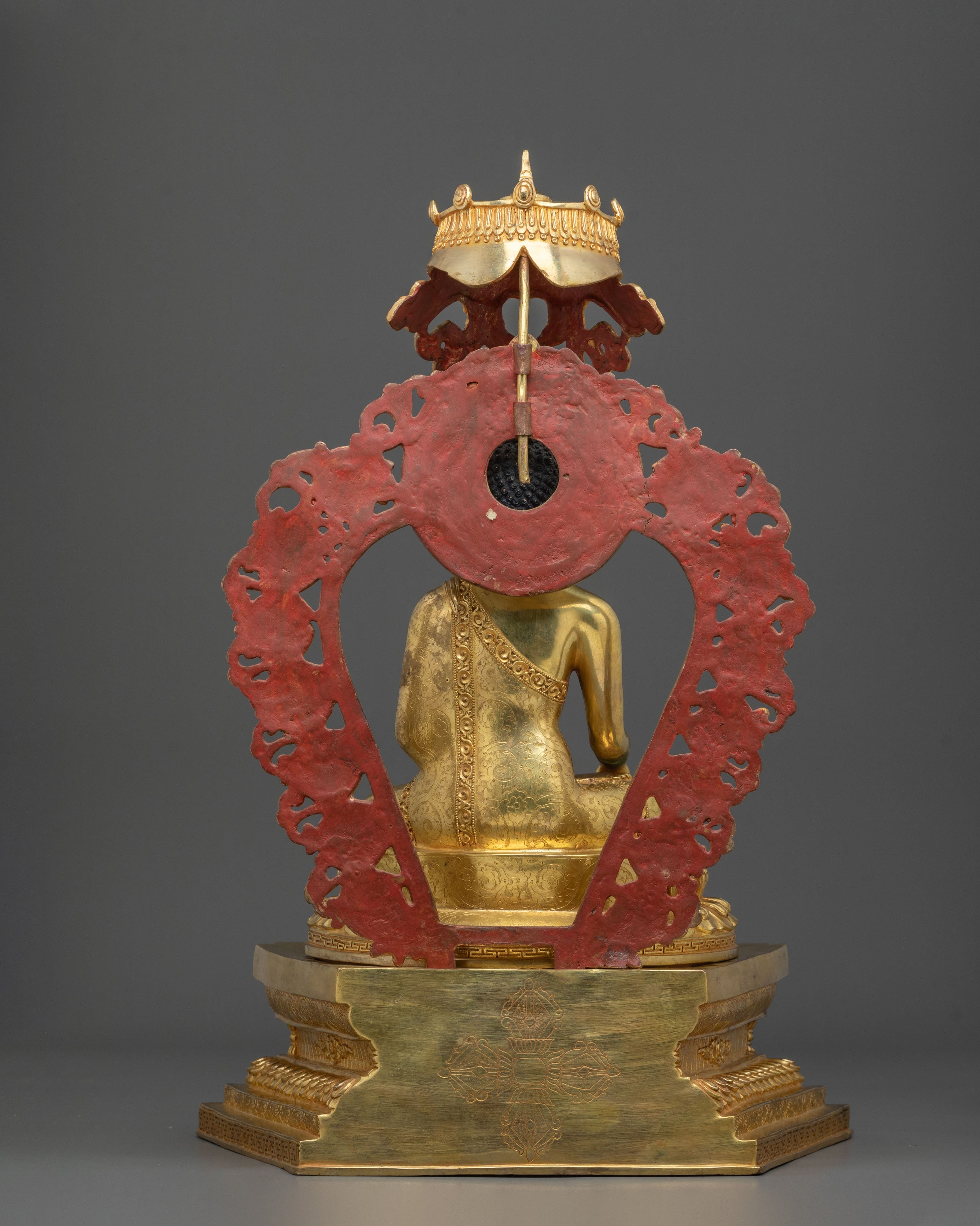 Shakyamuni Buddha Figurine Seated on a Throne | Golden Statue