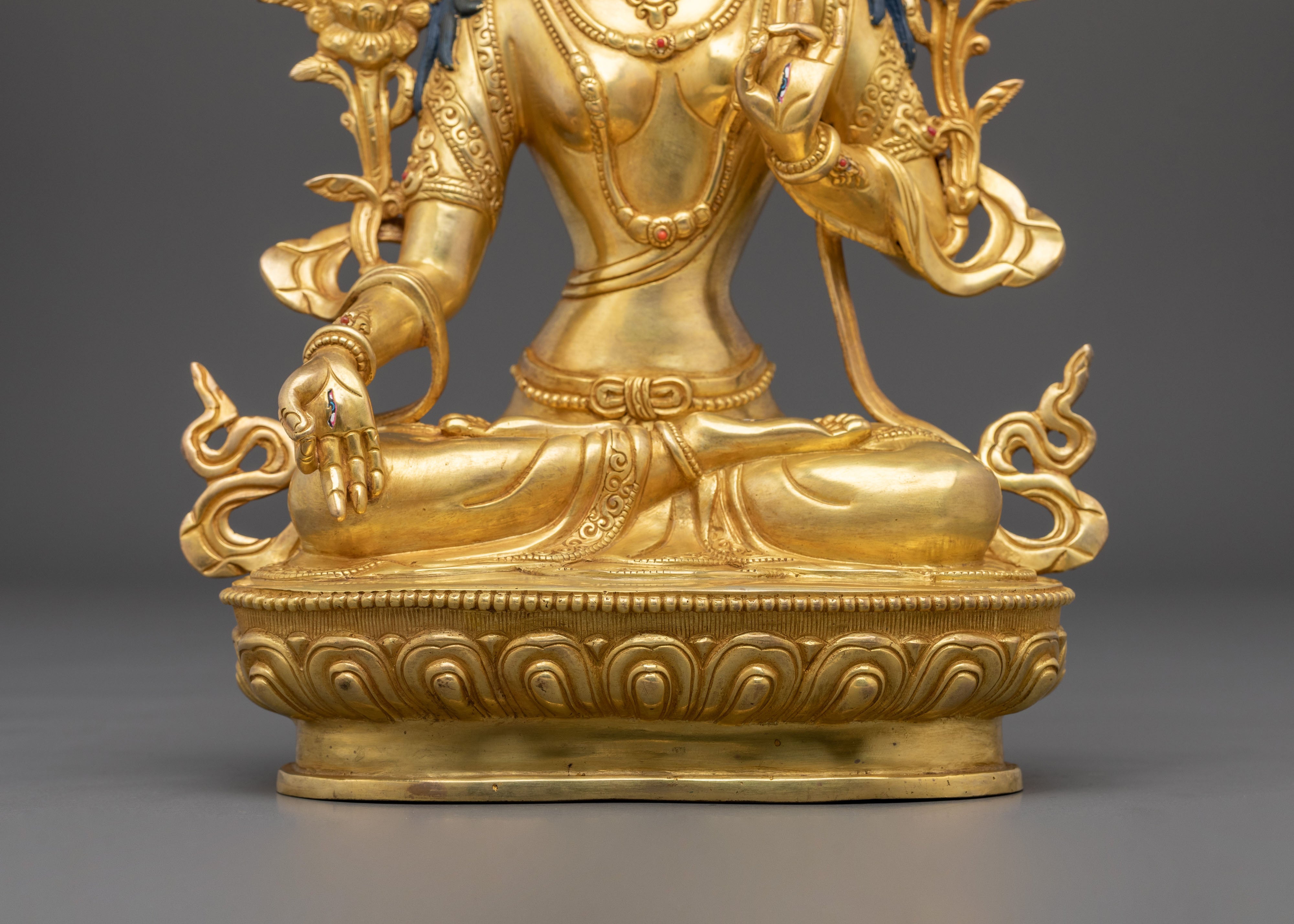 White Tara Fire Gold Gilded Statue | Serene Divine Feminine