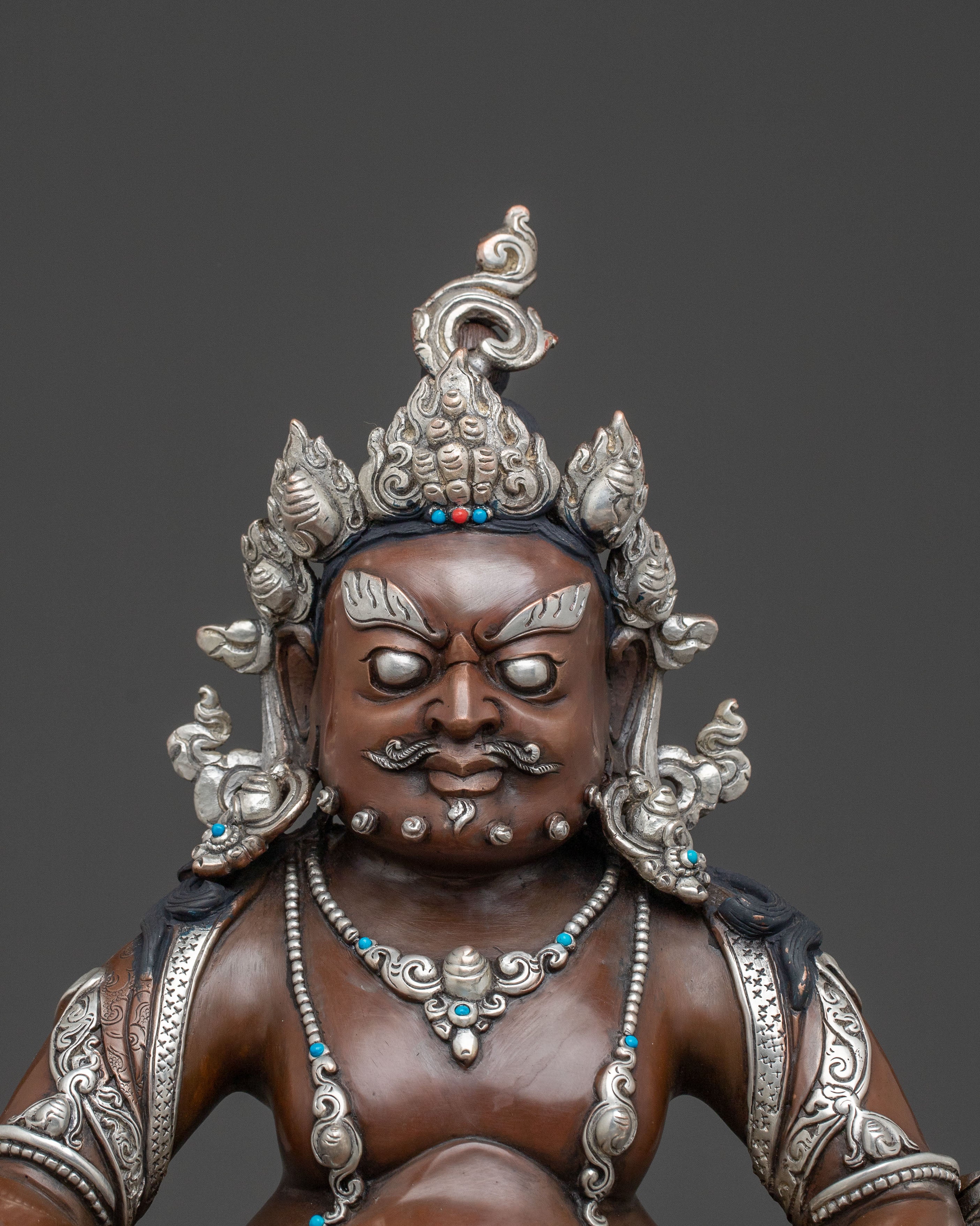 Sacred Dzambhala Statue | Silver-Plated Statue