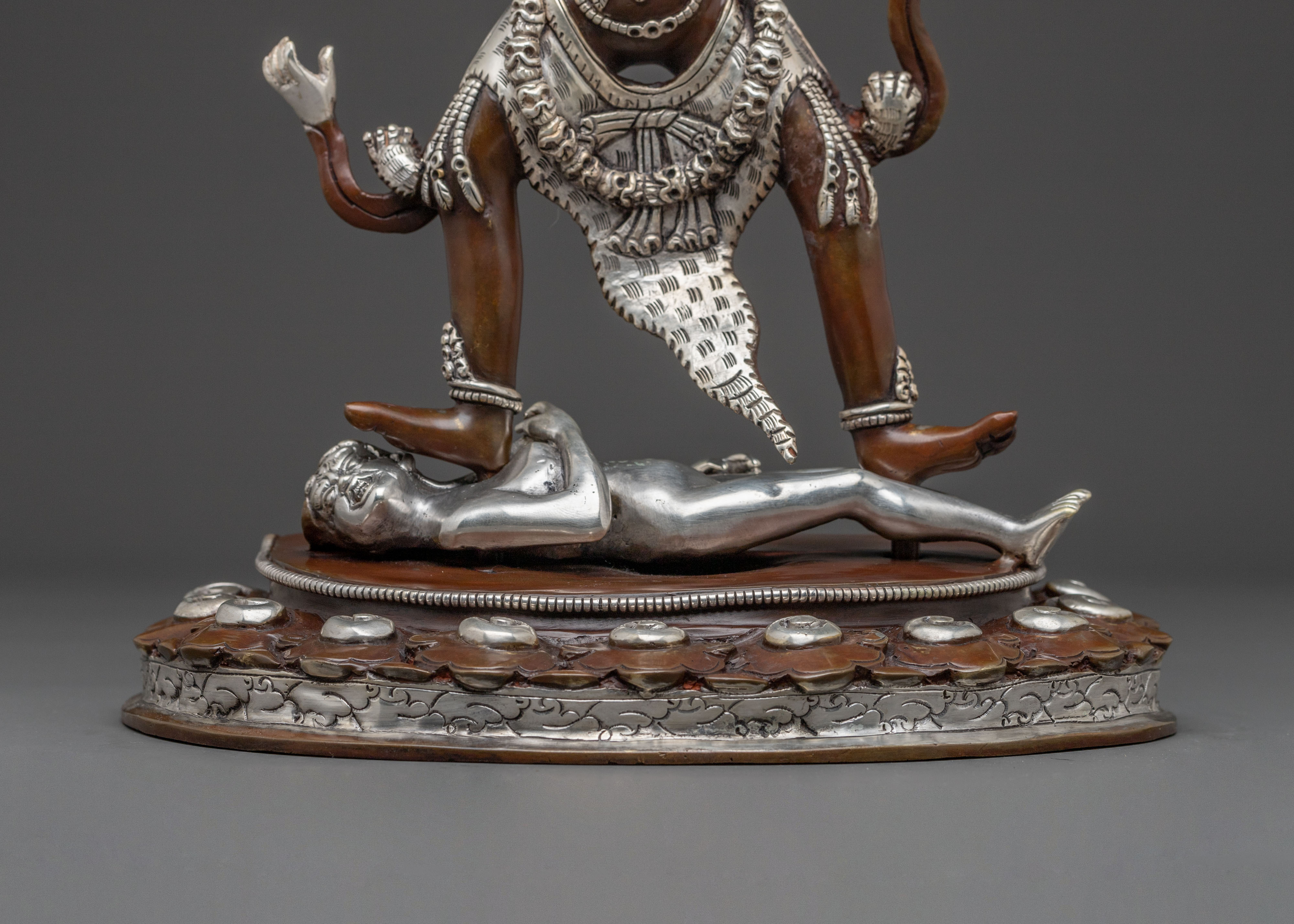 Ekajati Bodhisattva: Serene Oxidized Copper Sculpture