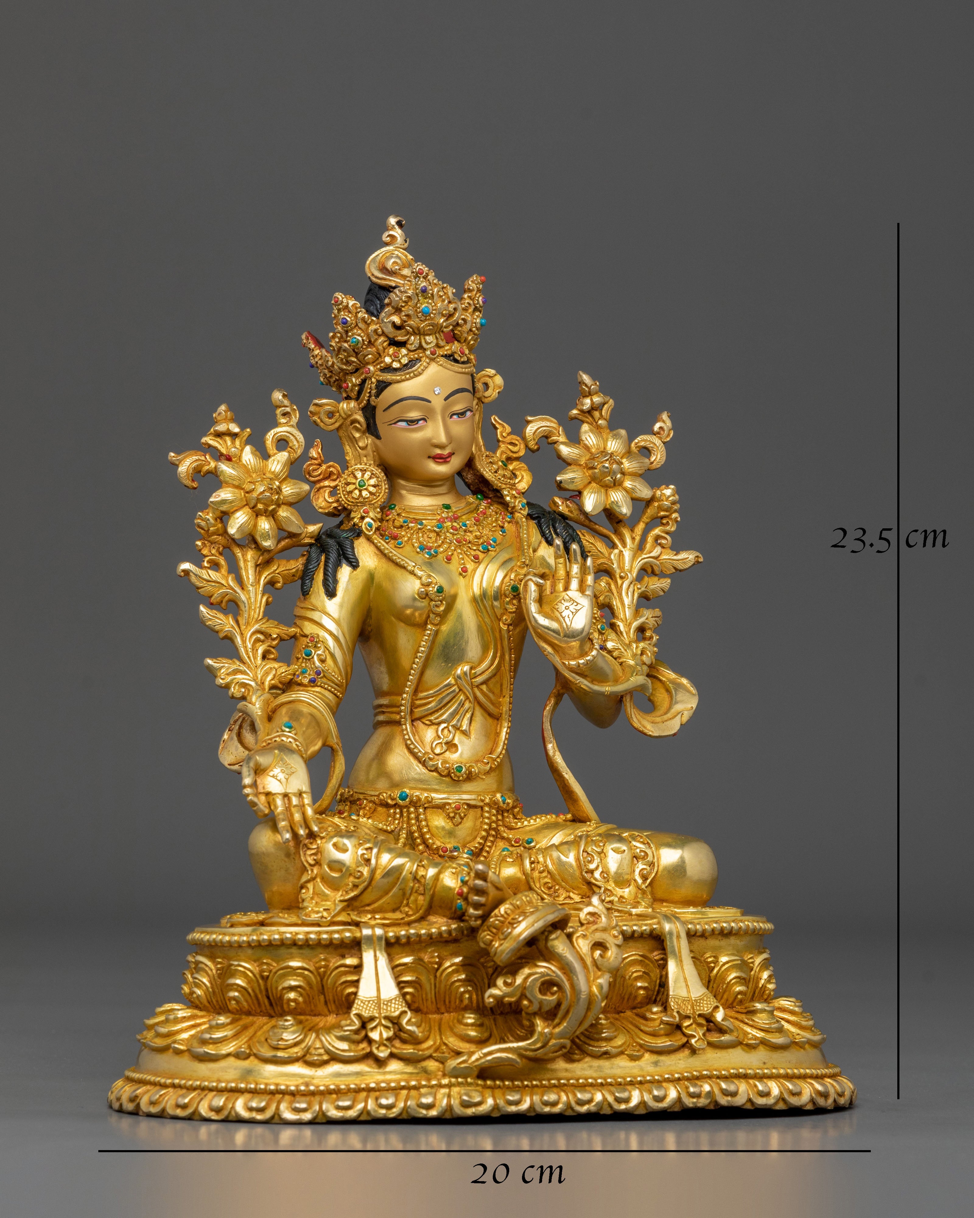 Green Tara Golden Statue | Tibetan Buddhist Icon