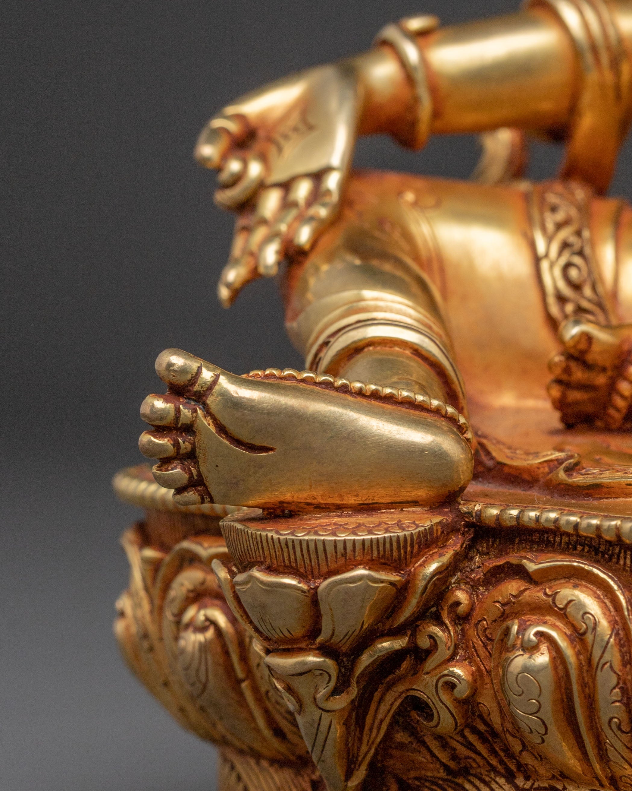 Graceful Green Tara Golden Statue: Handcrafted Serenity