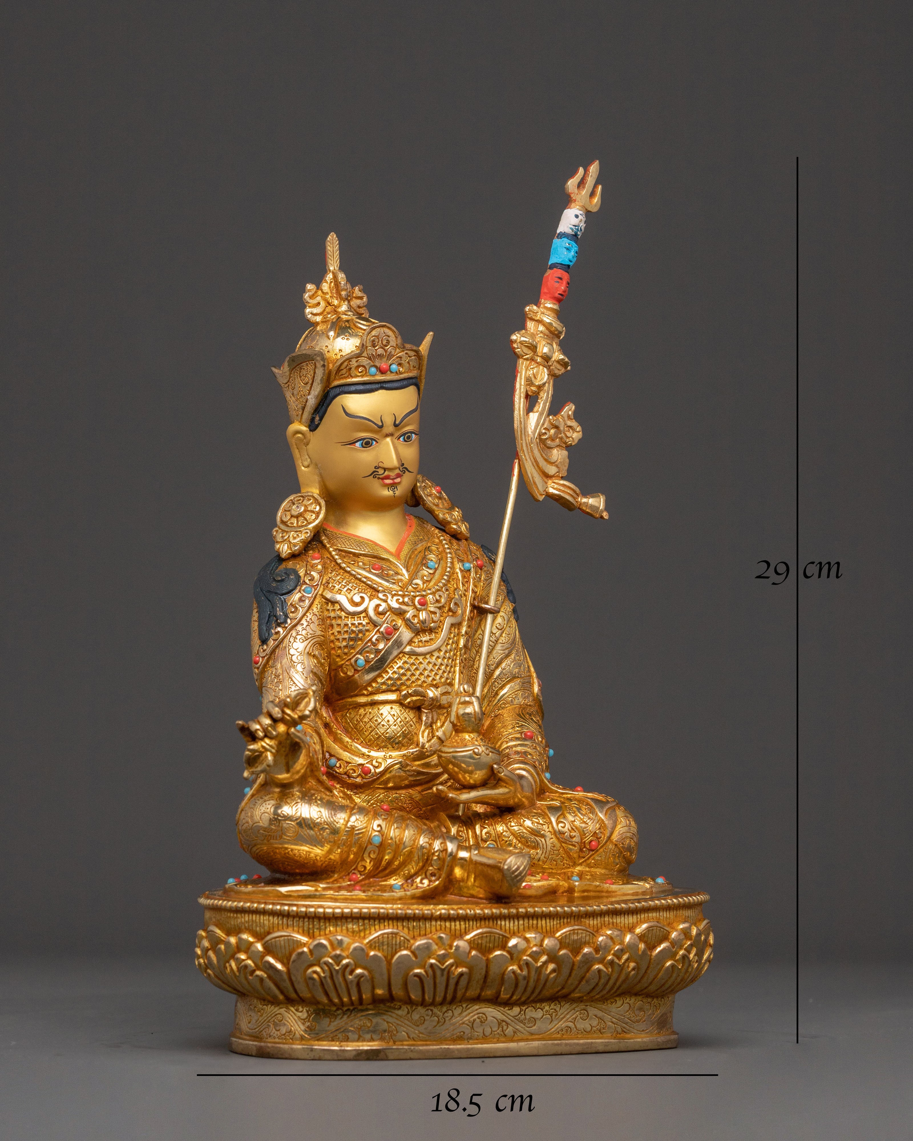 Golden Padmasambhava Decor Statue: Exquisite Gilded Copper