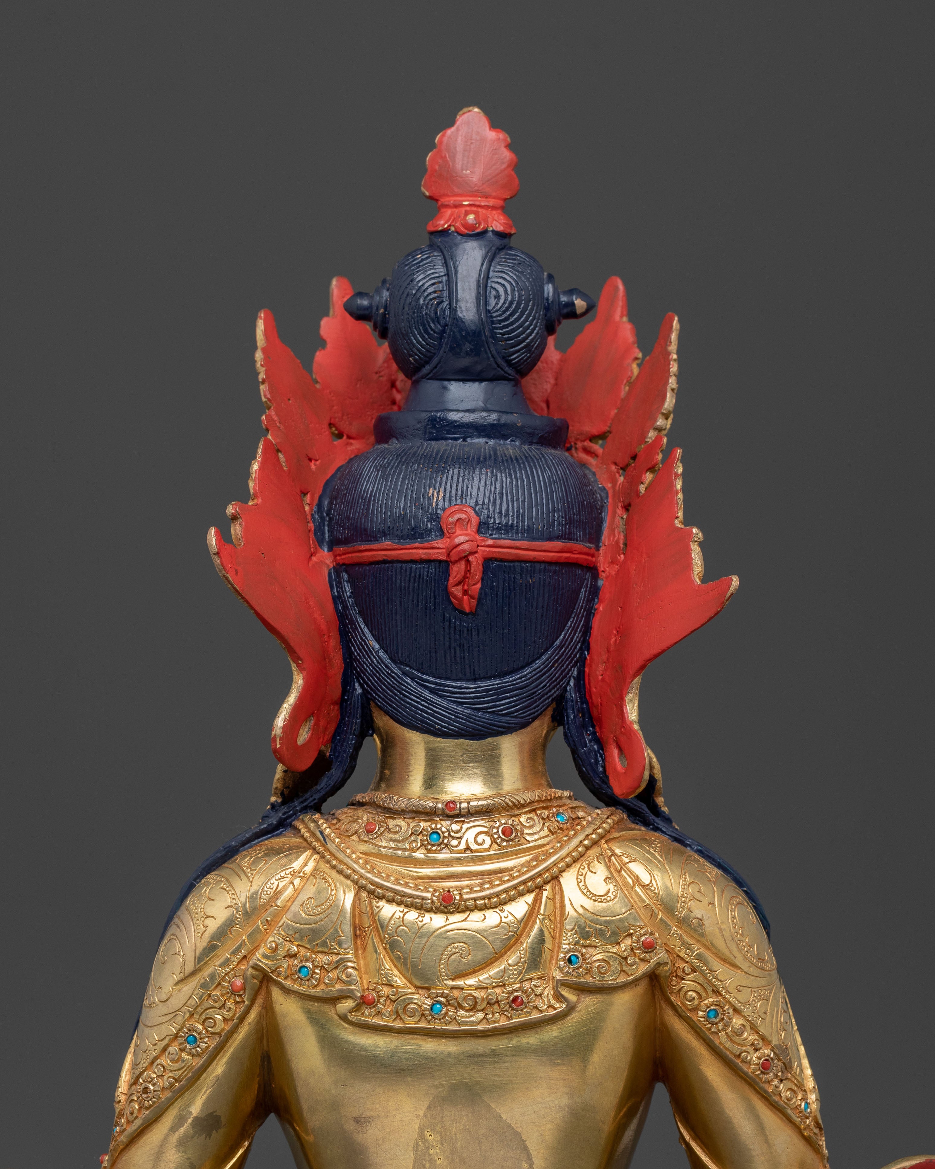 Amitayus Long Life Deity Sculpture | 24K Gold Gilded
