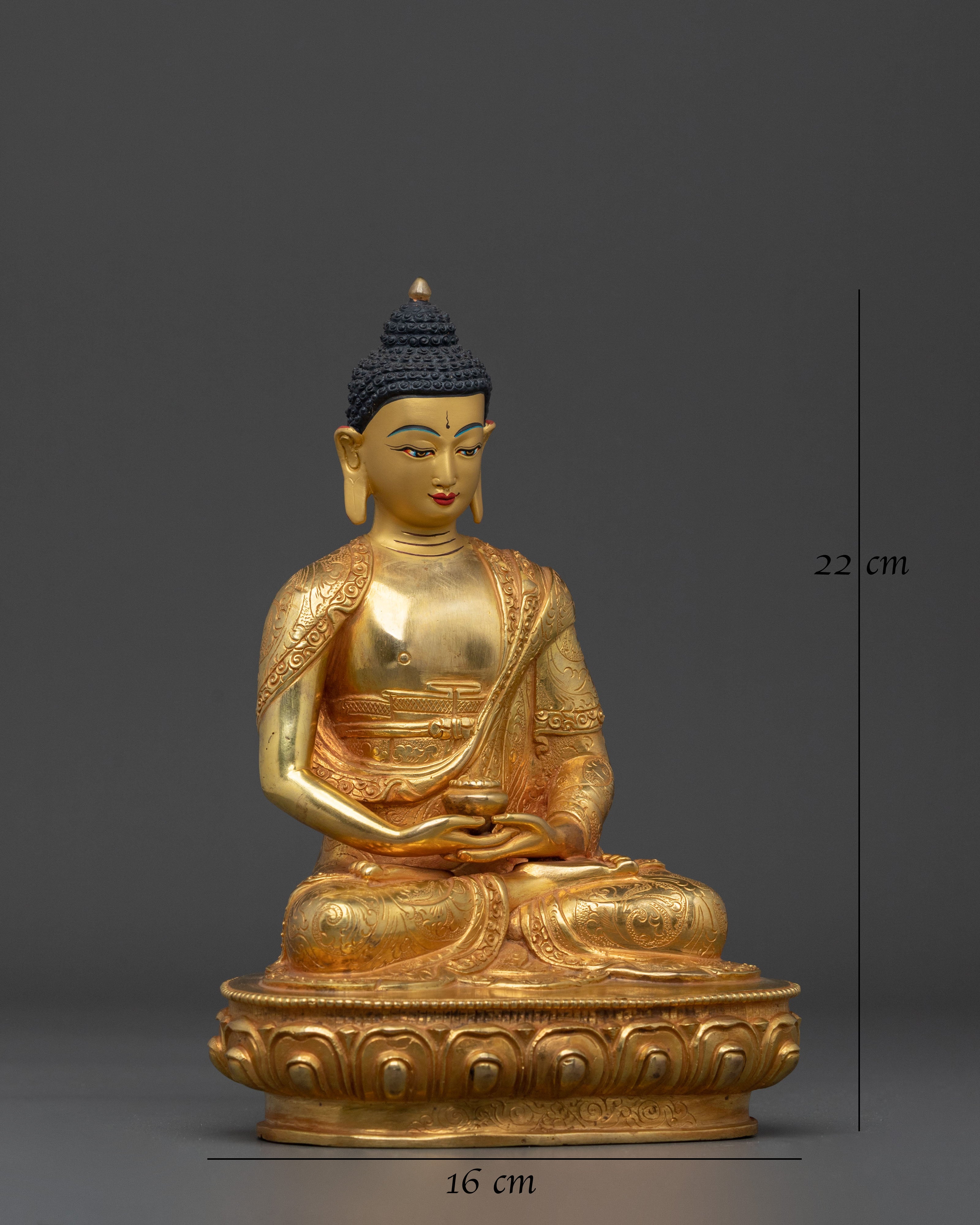 Amitabha Buddha Blessing Sculpture - 24K Gold Gilded