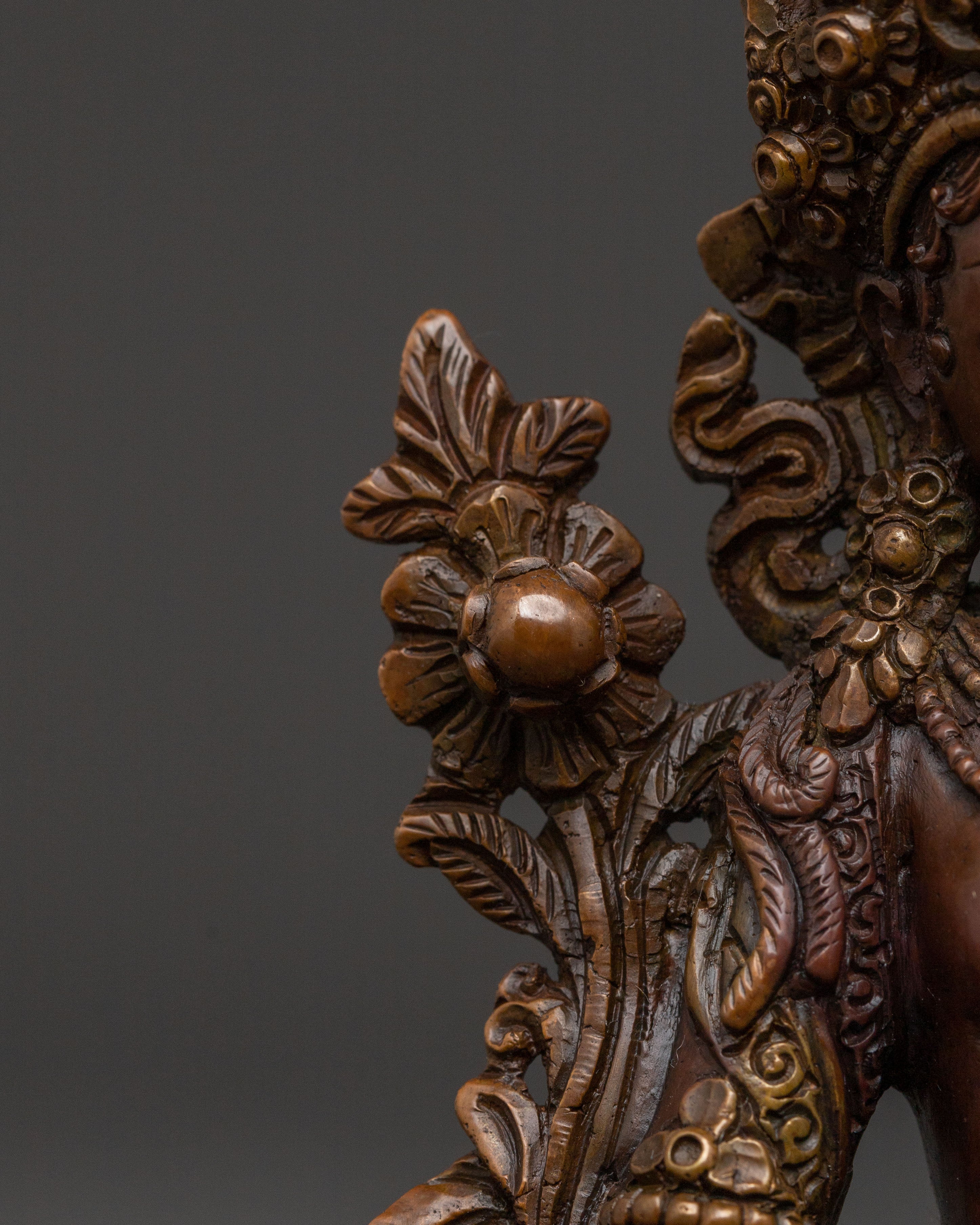 White Tara Compassion Goddess Statue - Oxidized Copper Sculpture