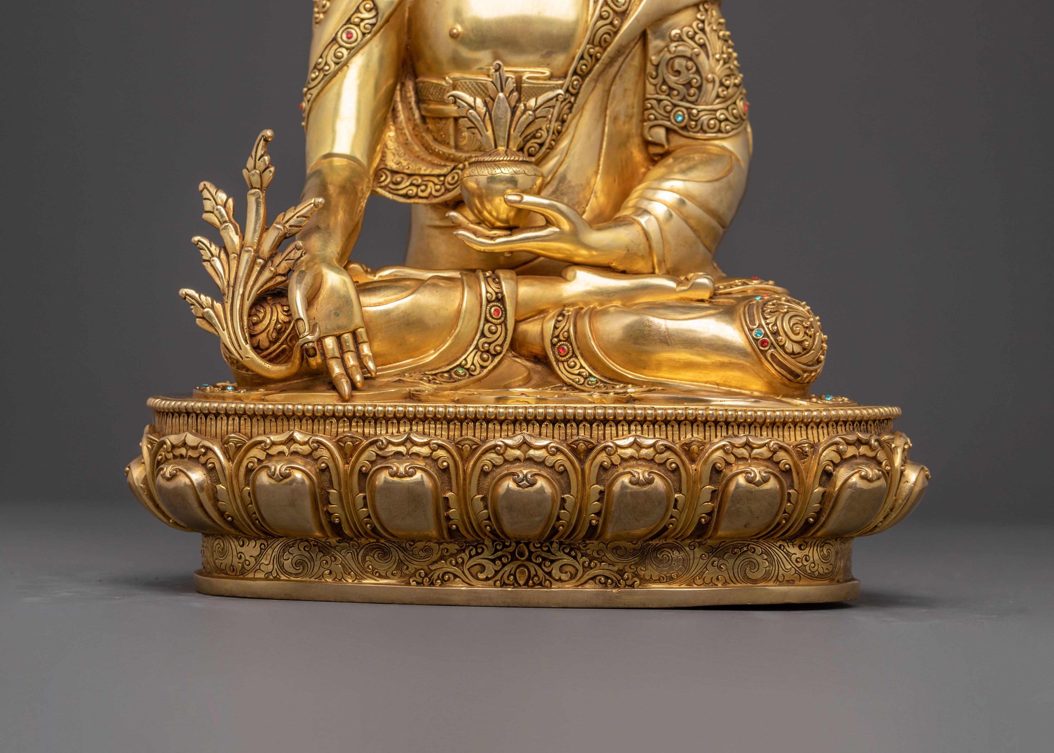 Handmade Medicine Buddha with Healing Power – 24K Gold Gilded