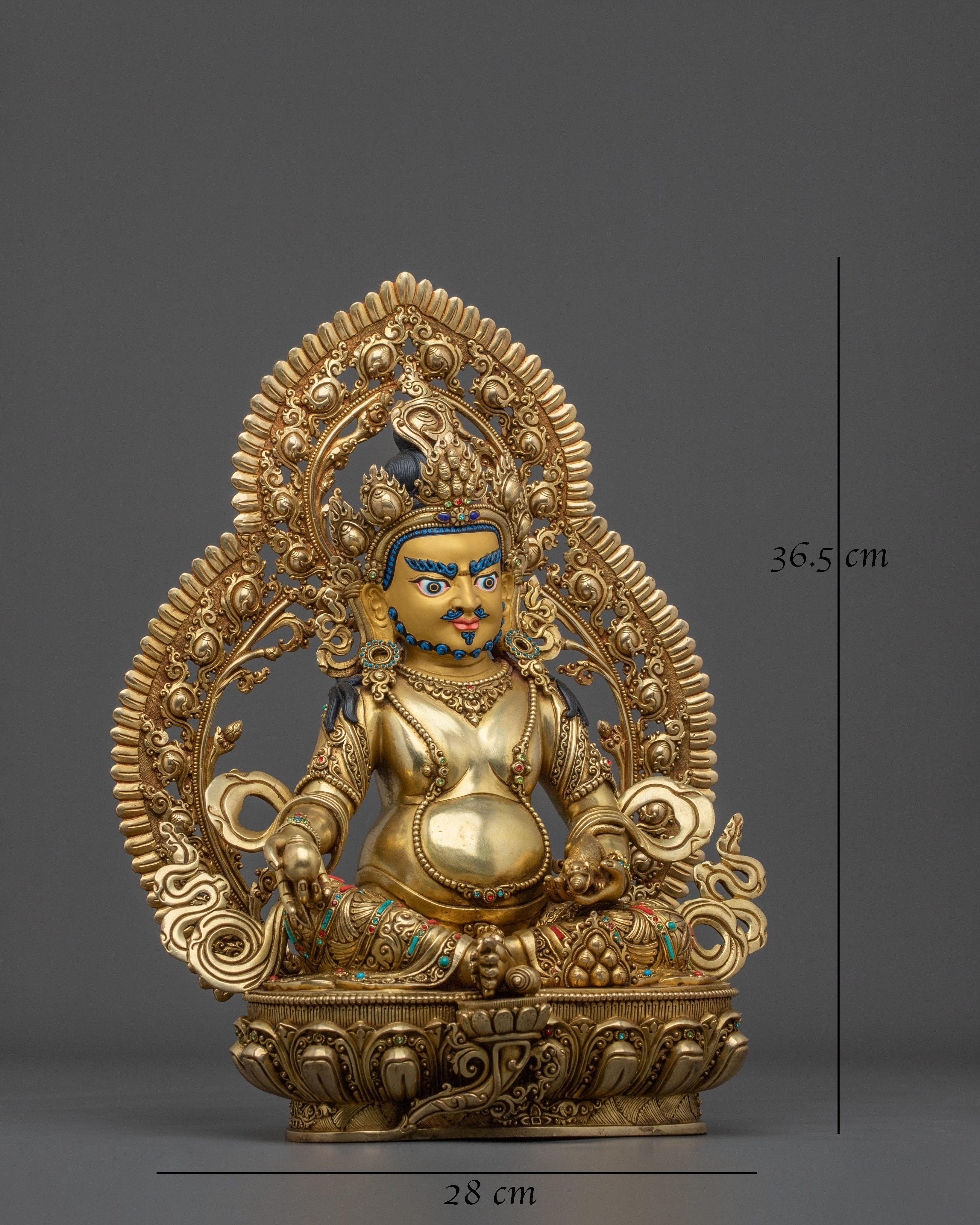 Dzambhala Acrylic Painted Sculpture | Golden Figurine