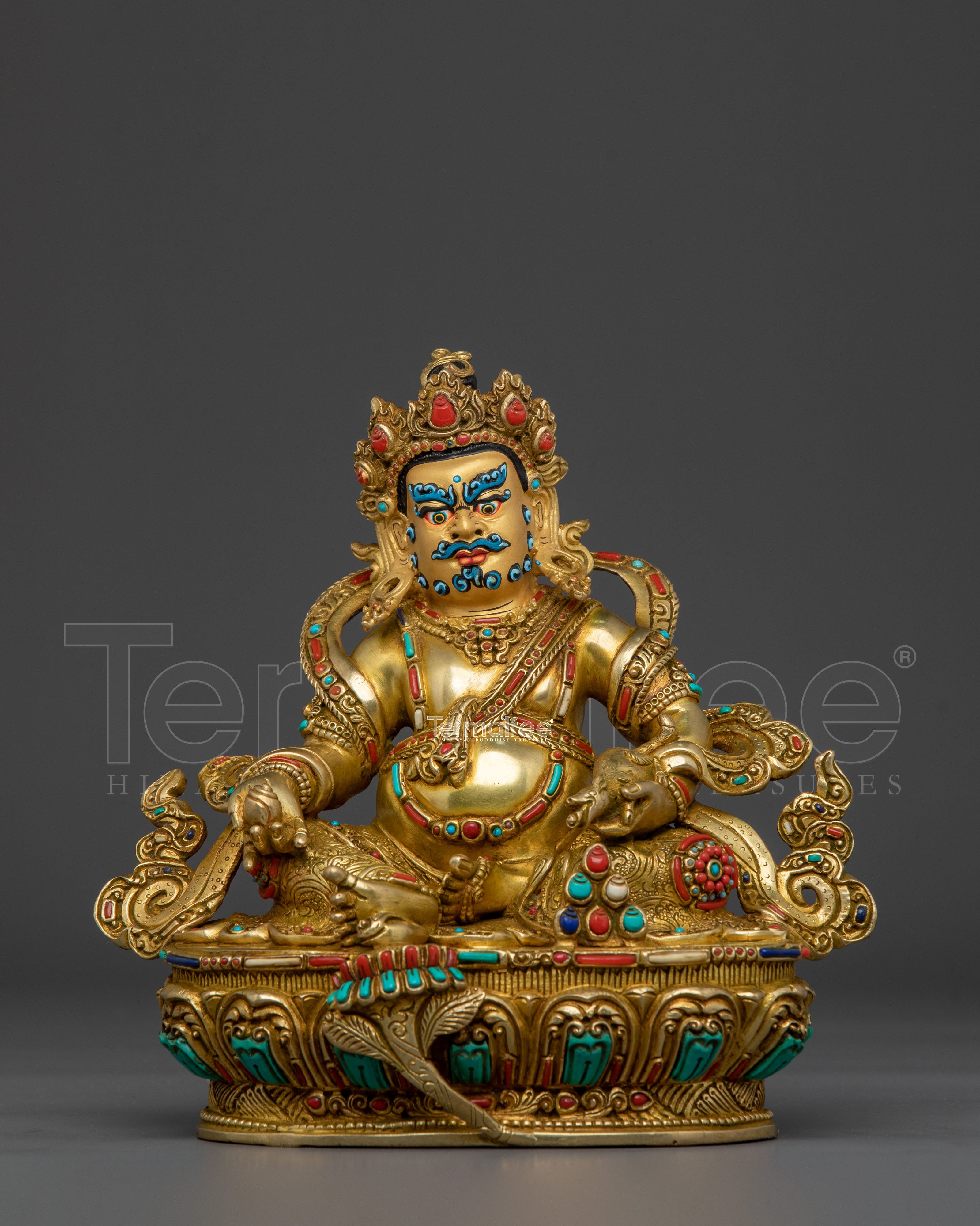 Golden Dzambhala Statue | Himalayan Sacred Figurine