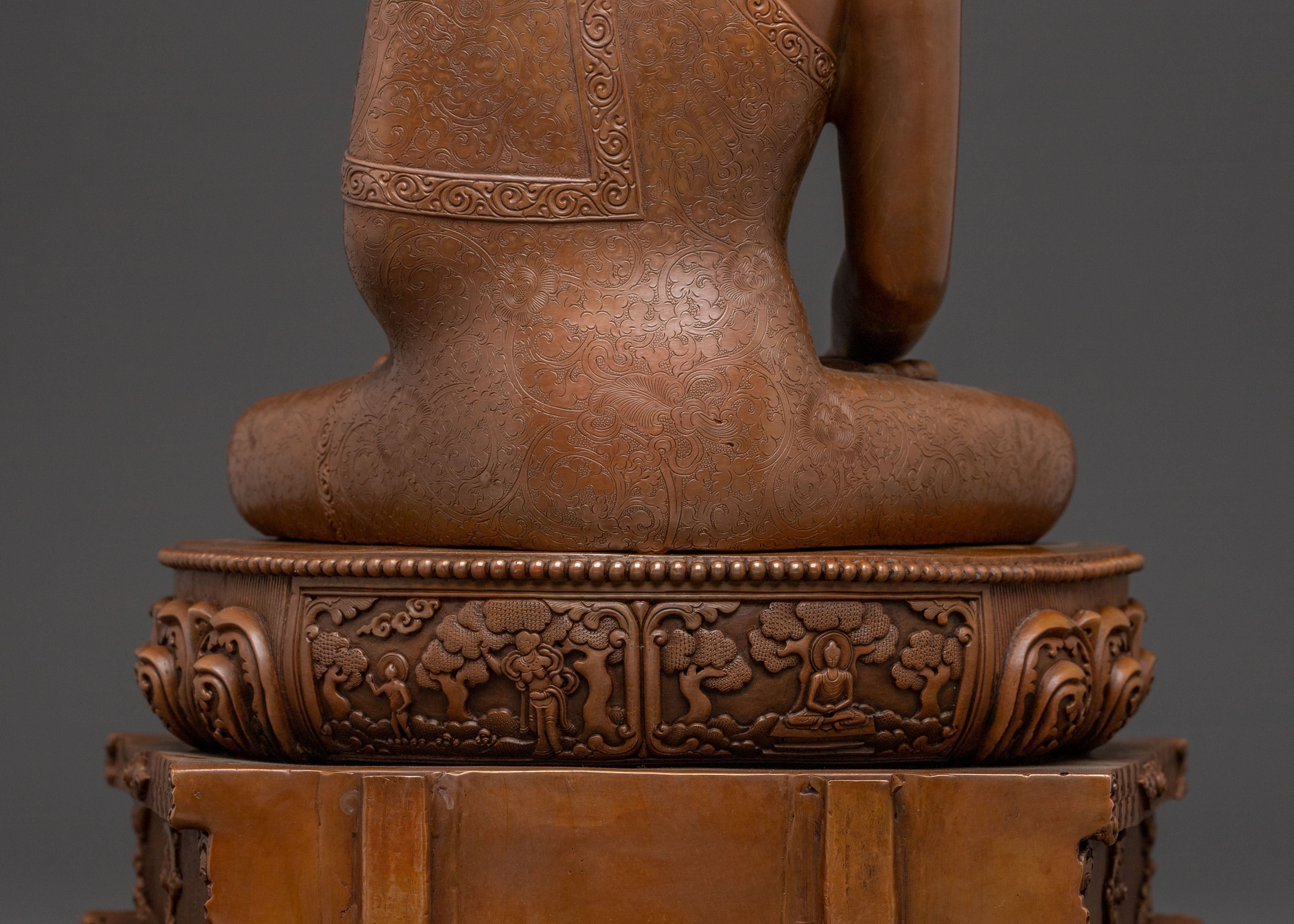 Shakyamuni Buddha Sculpture on Throne for Altar