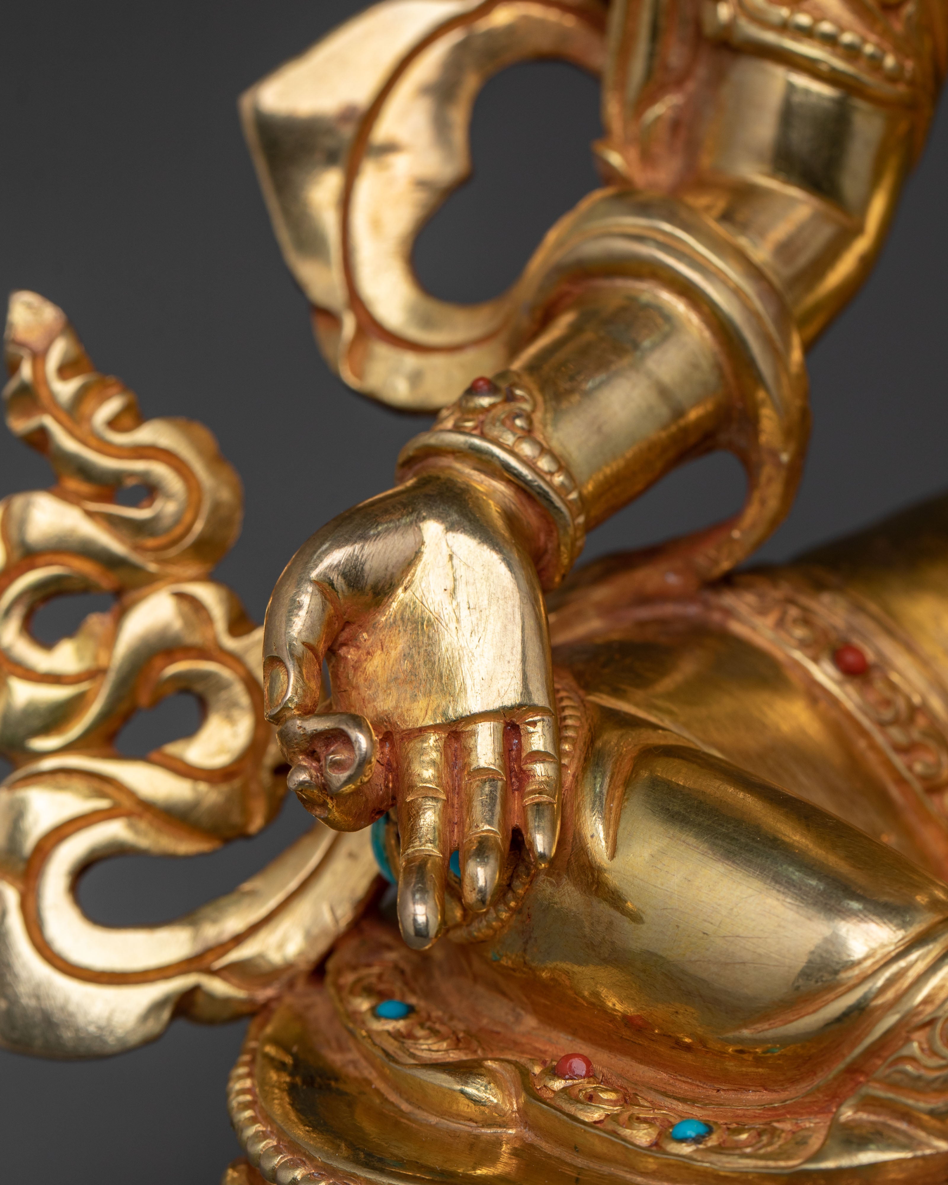 Green Tara 24K Gold Gilded Statue | Himalayan Artistry