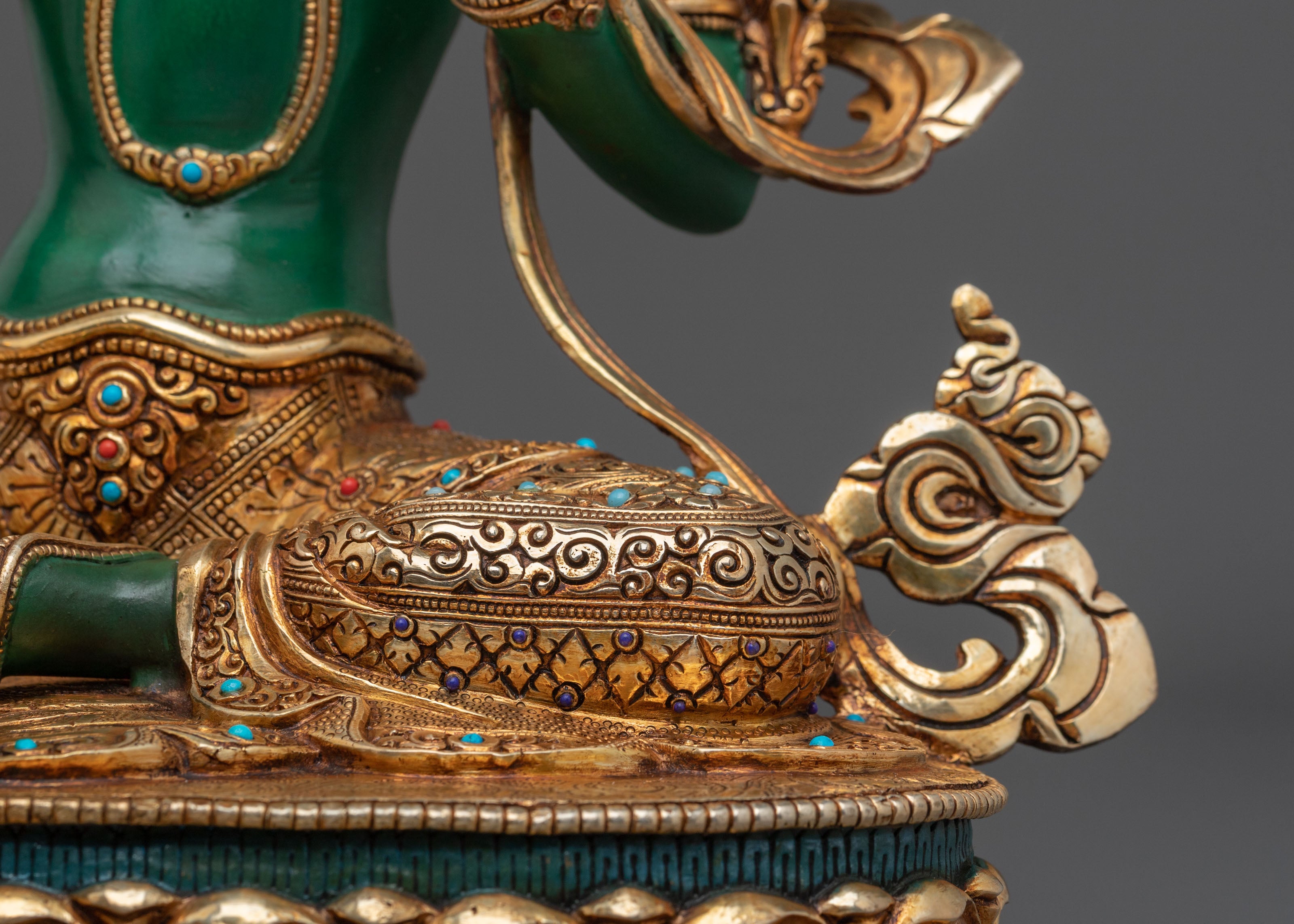 Green Tara Statue | Divine Compassionate Figurine in 24K Gold