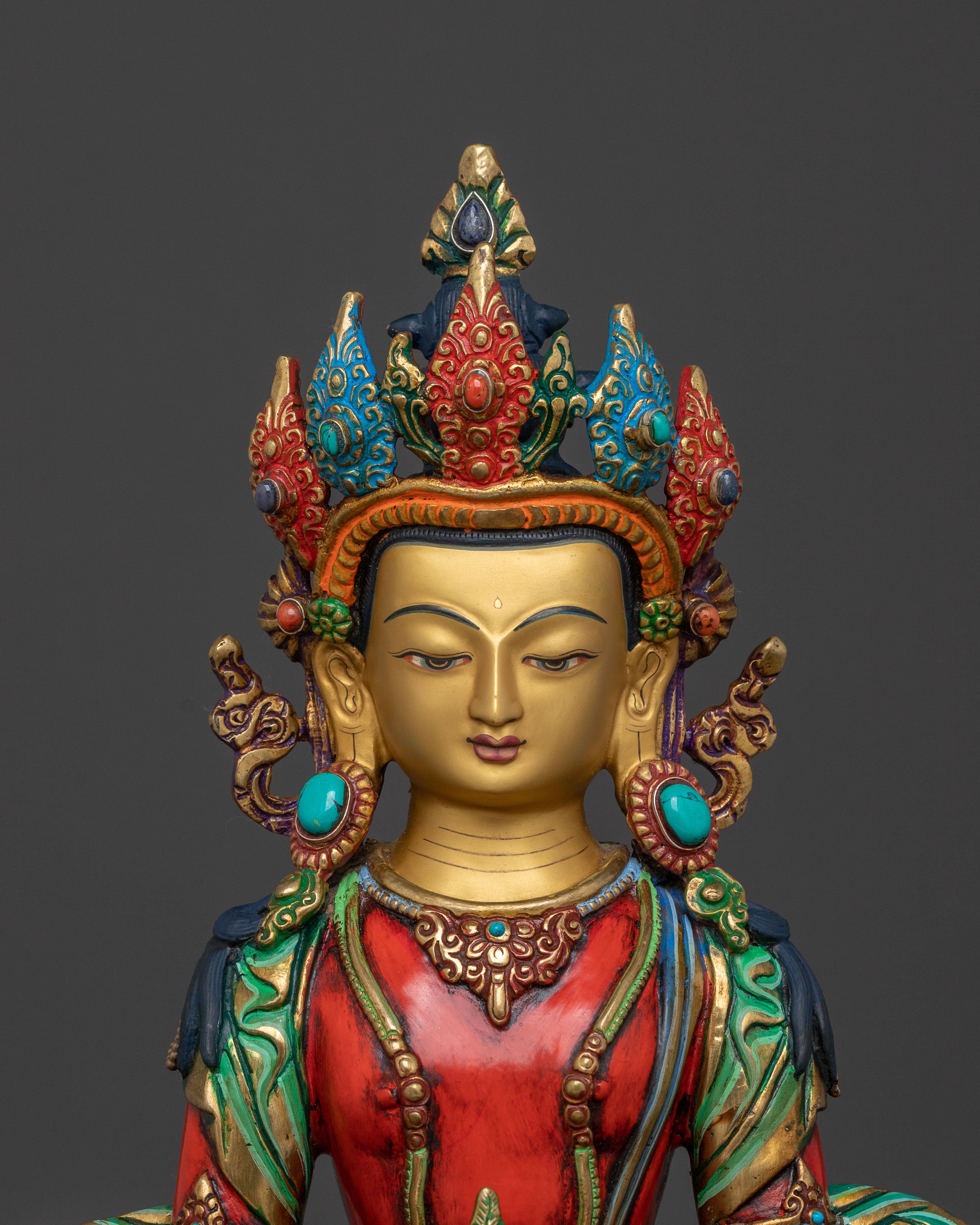 Buddhist Statue of Amitayus Sitting On A Throne