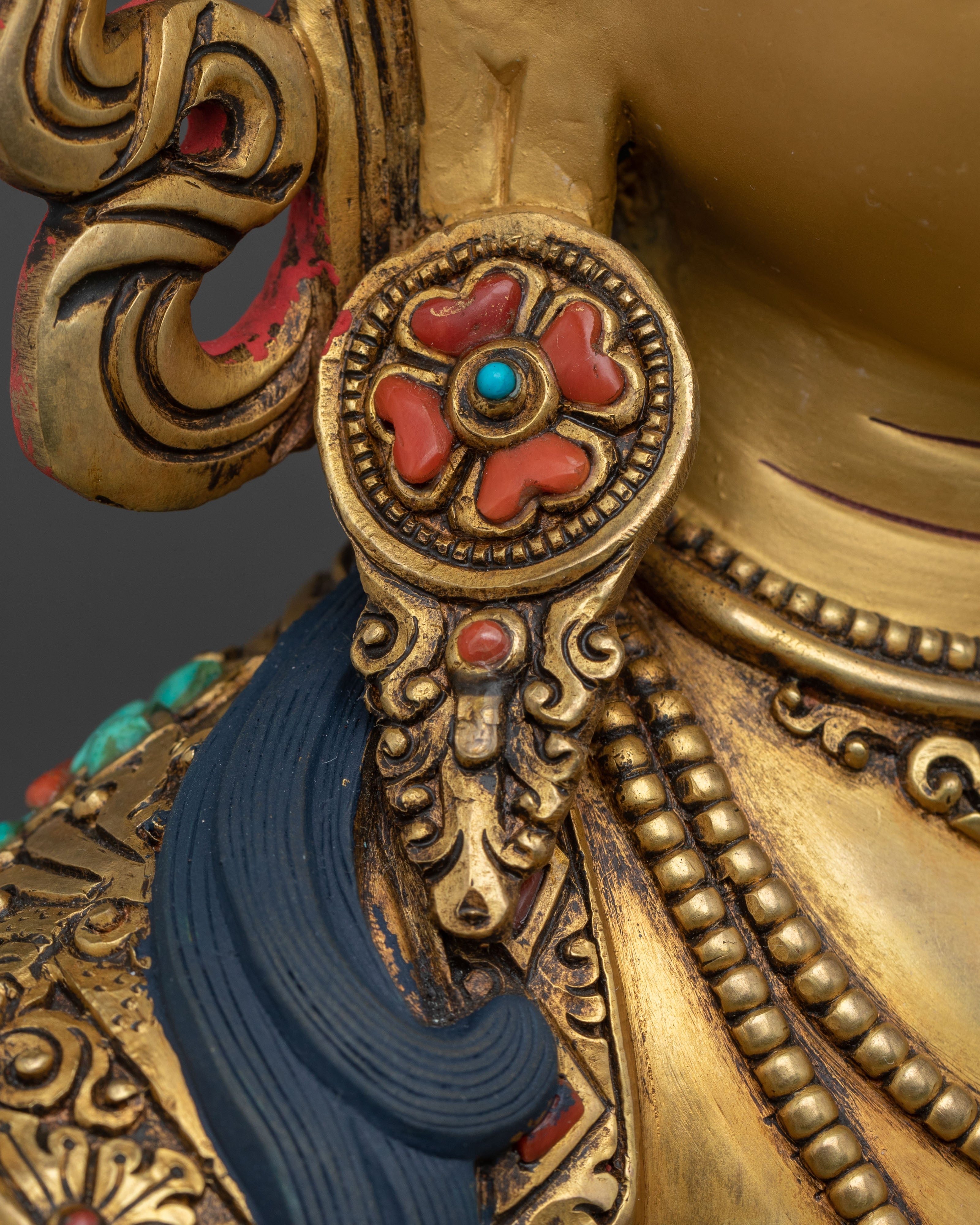 Manjushri Sacred Copper Statue | 24K Gold Gilded Wisdom Bodhisattva Sculpture