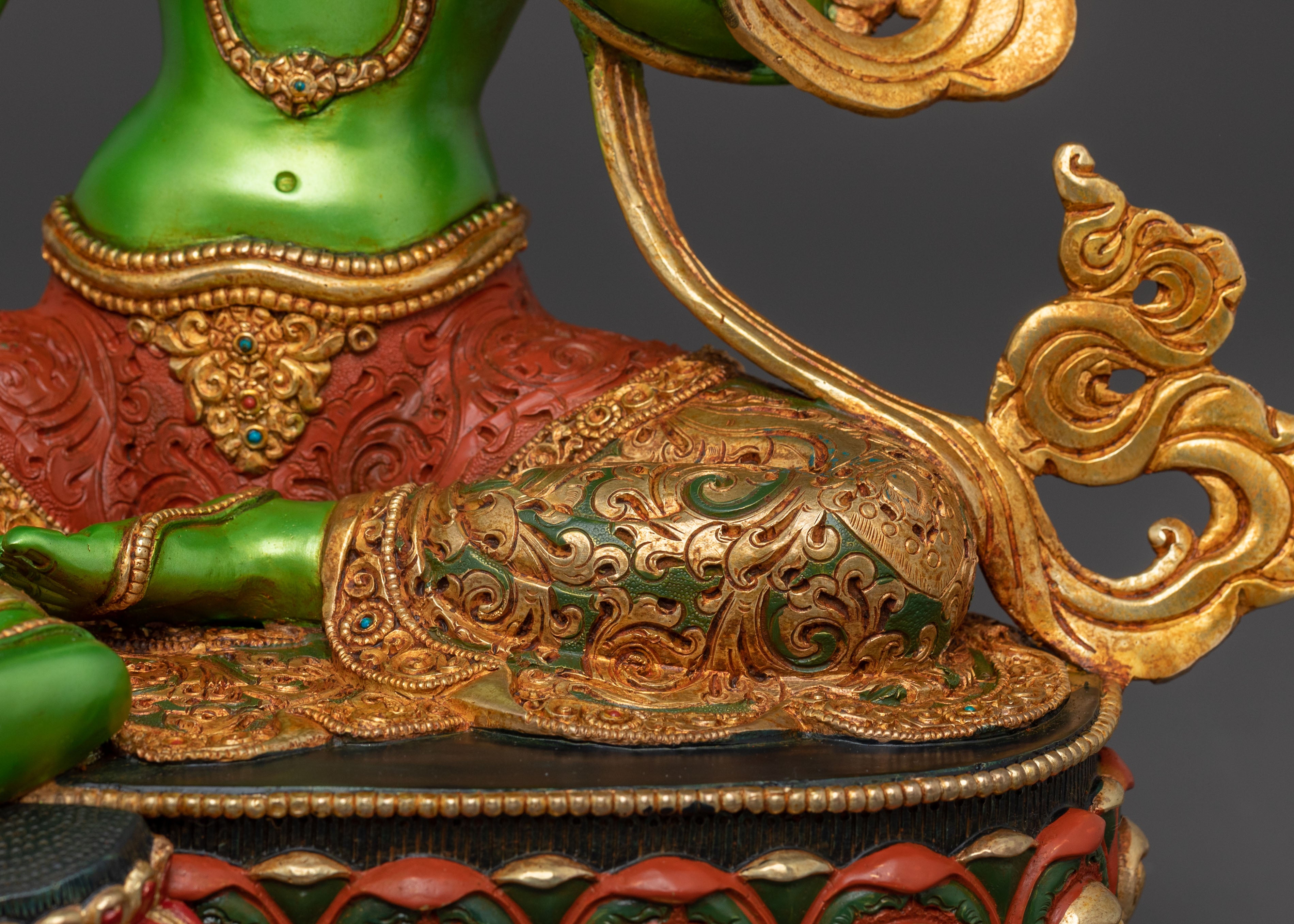Mother Green Tara Statue | Lotus Seated Guardian