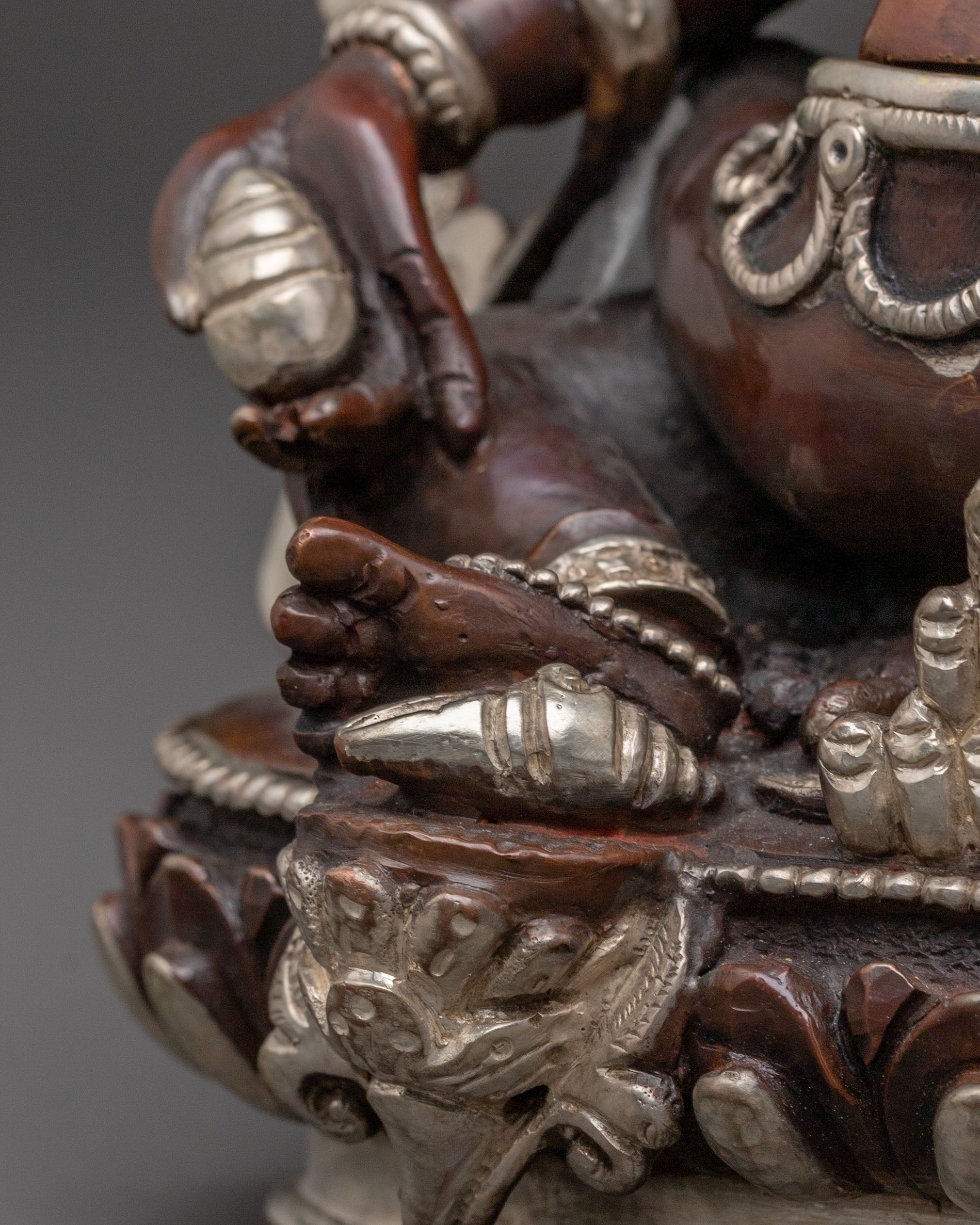 Green Dzambhala Statue: Oxidized Copper Abundance