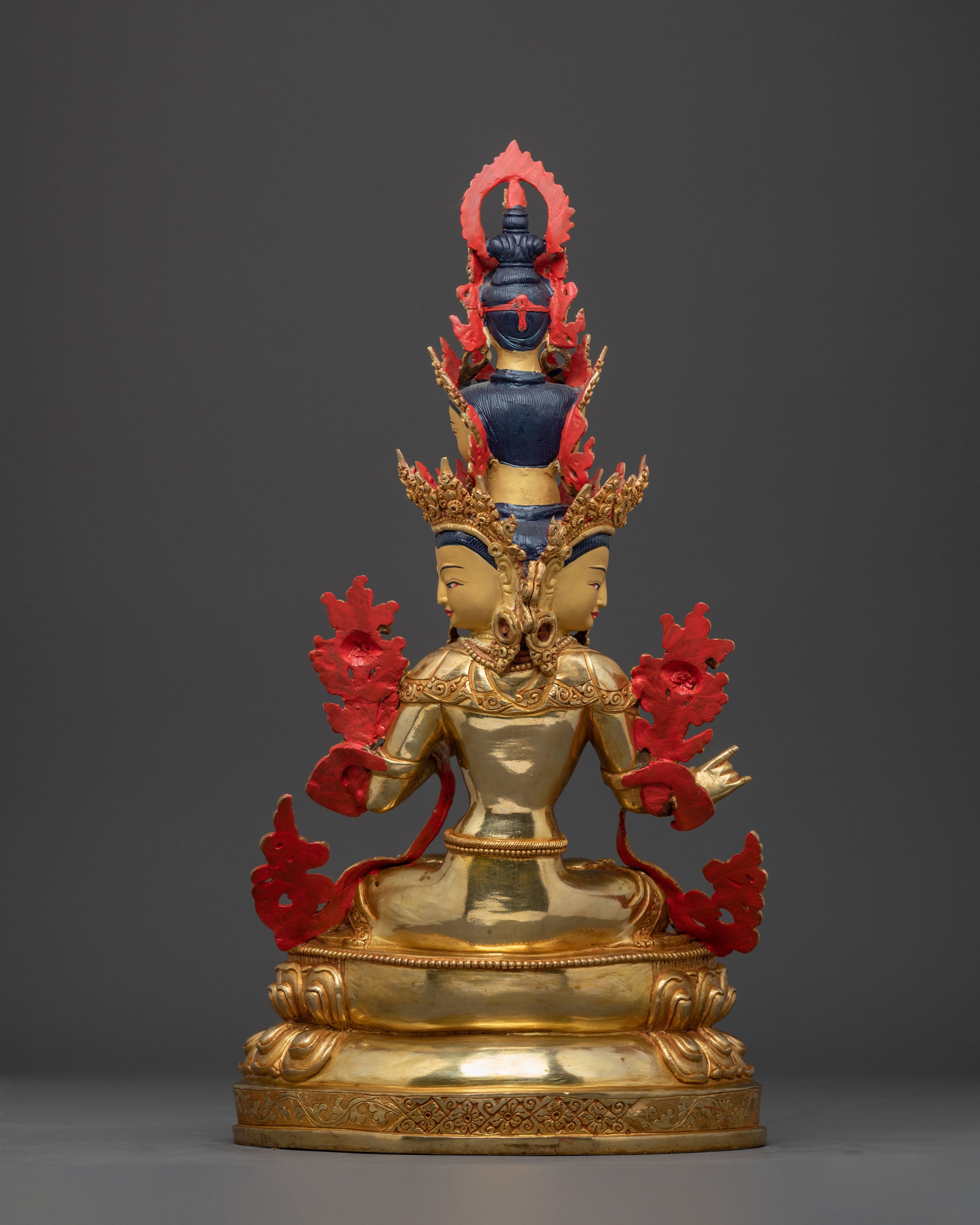 Avalokiteshvara Peaceful Deity Statue – 24K Gilded Copper Statue