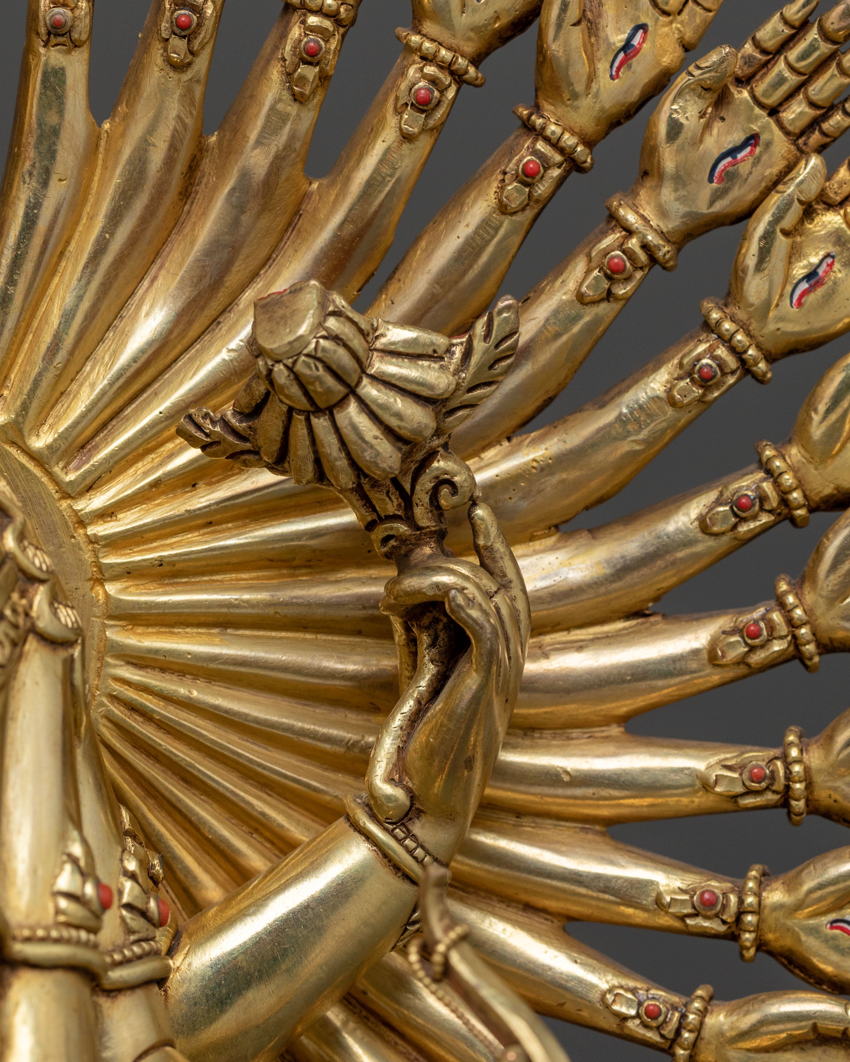 Majestic 1000 Armed Chenrezig Statue in 24K Gold Gilded Copper