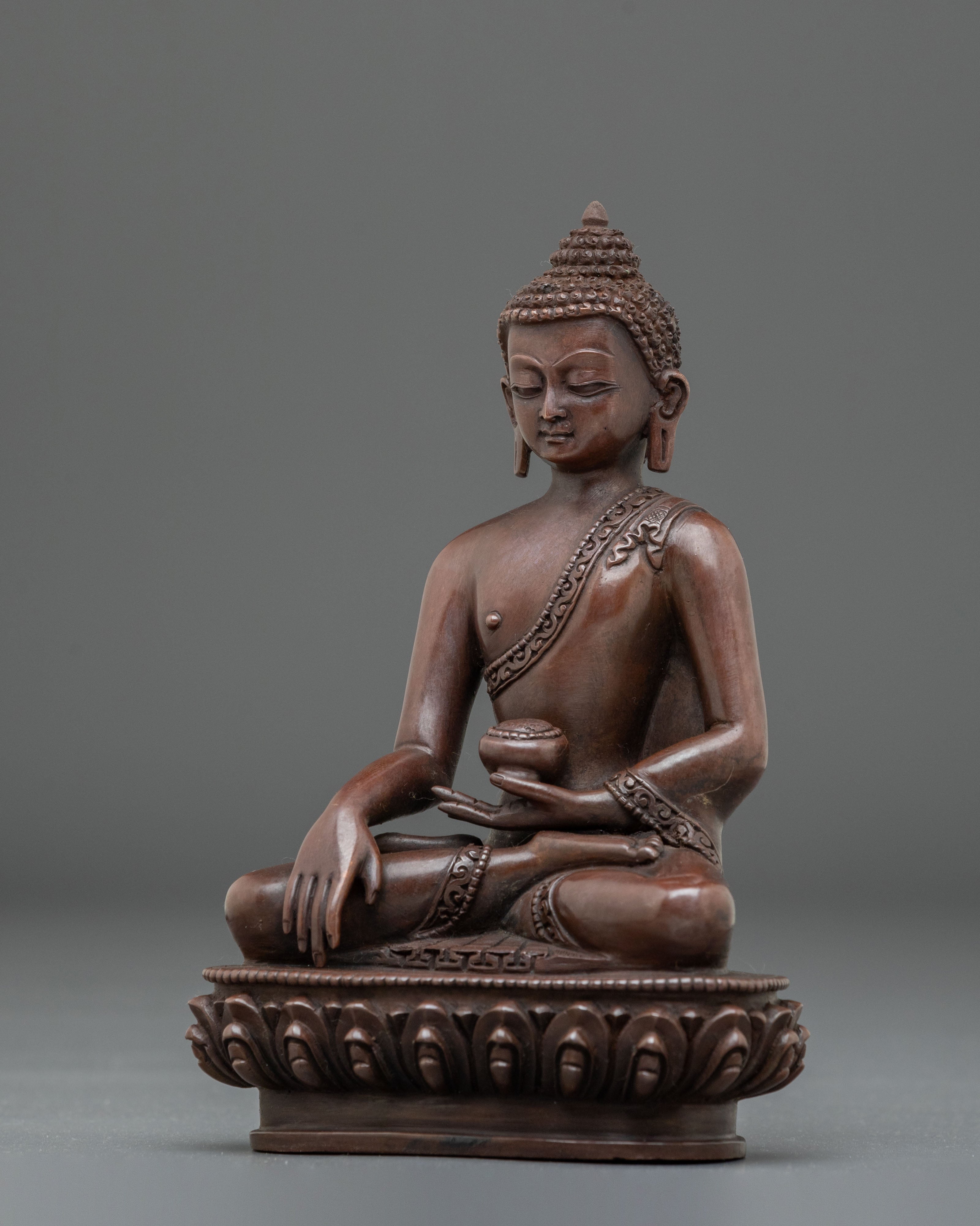 Sage Shakyamuni Buddha Sculpture | Oxidized Copper Figurine