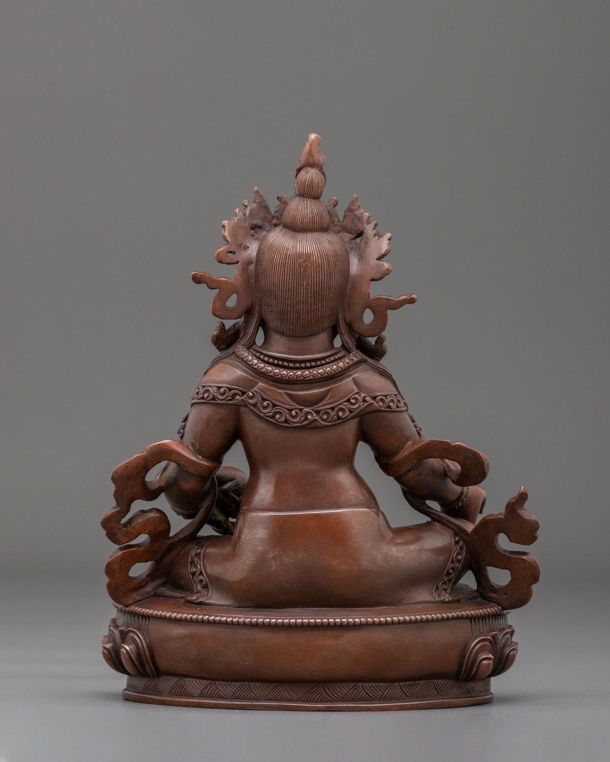 Dzambhala Oxidized Copper Sculpture | Gemstone Adorned