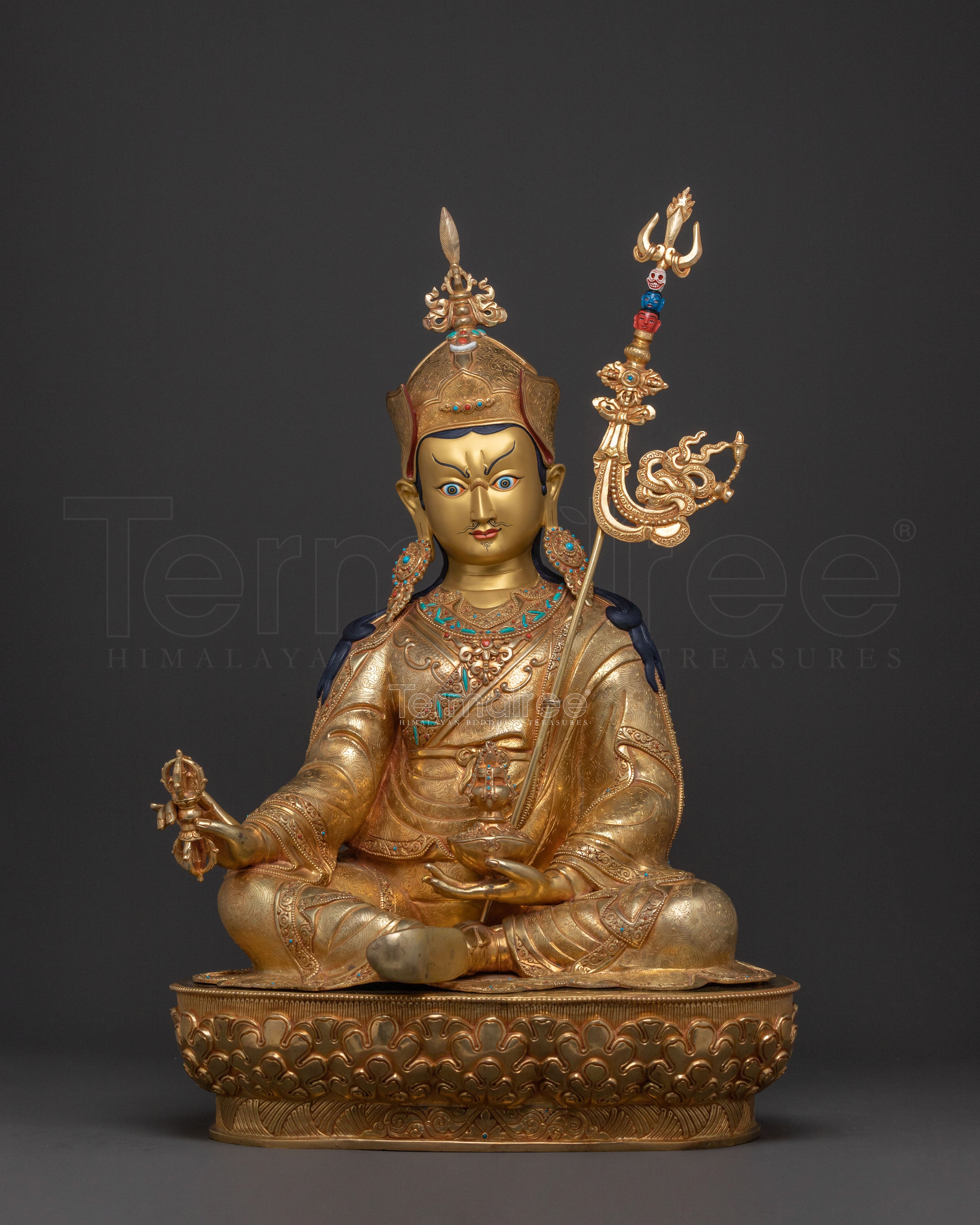 A Majestic Guru Rinpoche Handcrafted Statue