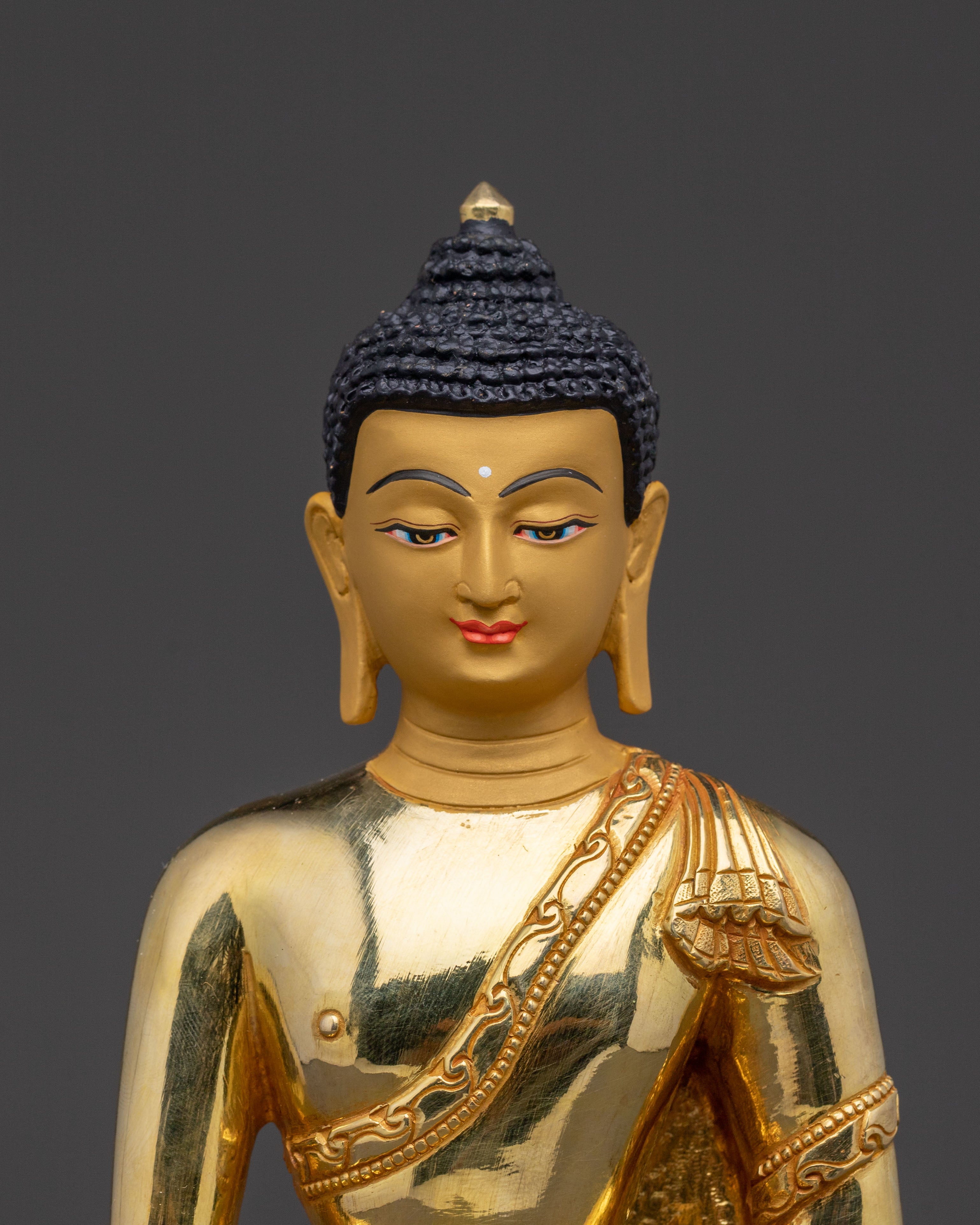 Buddha Shakyamuni Gold Gilded Statue – Serene Copper Art