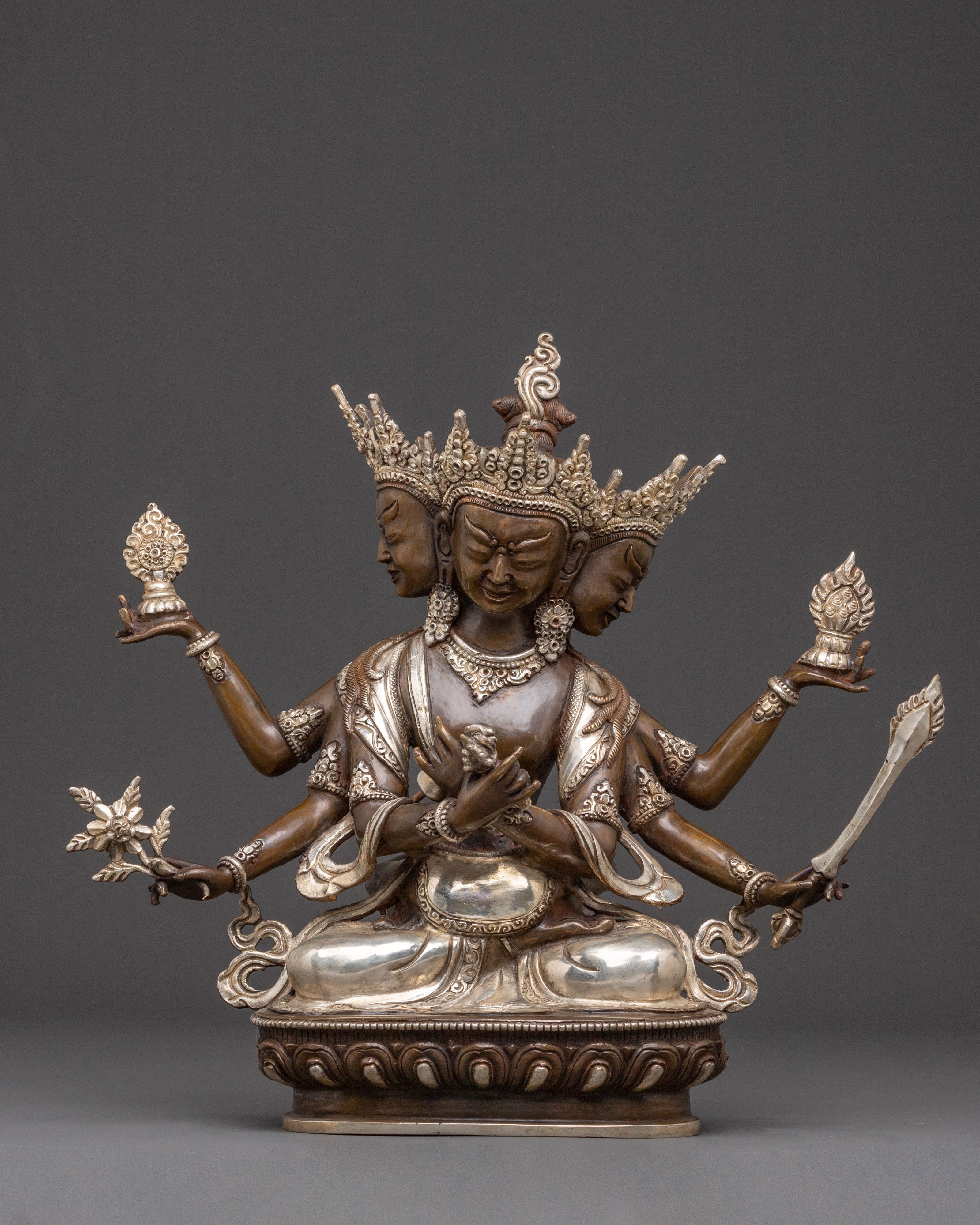 Guhyasamaja Sacred Statue – Oxidized Copper Masterpiece