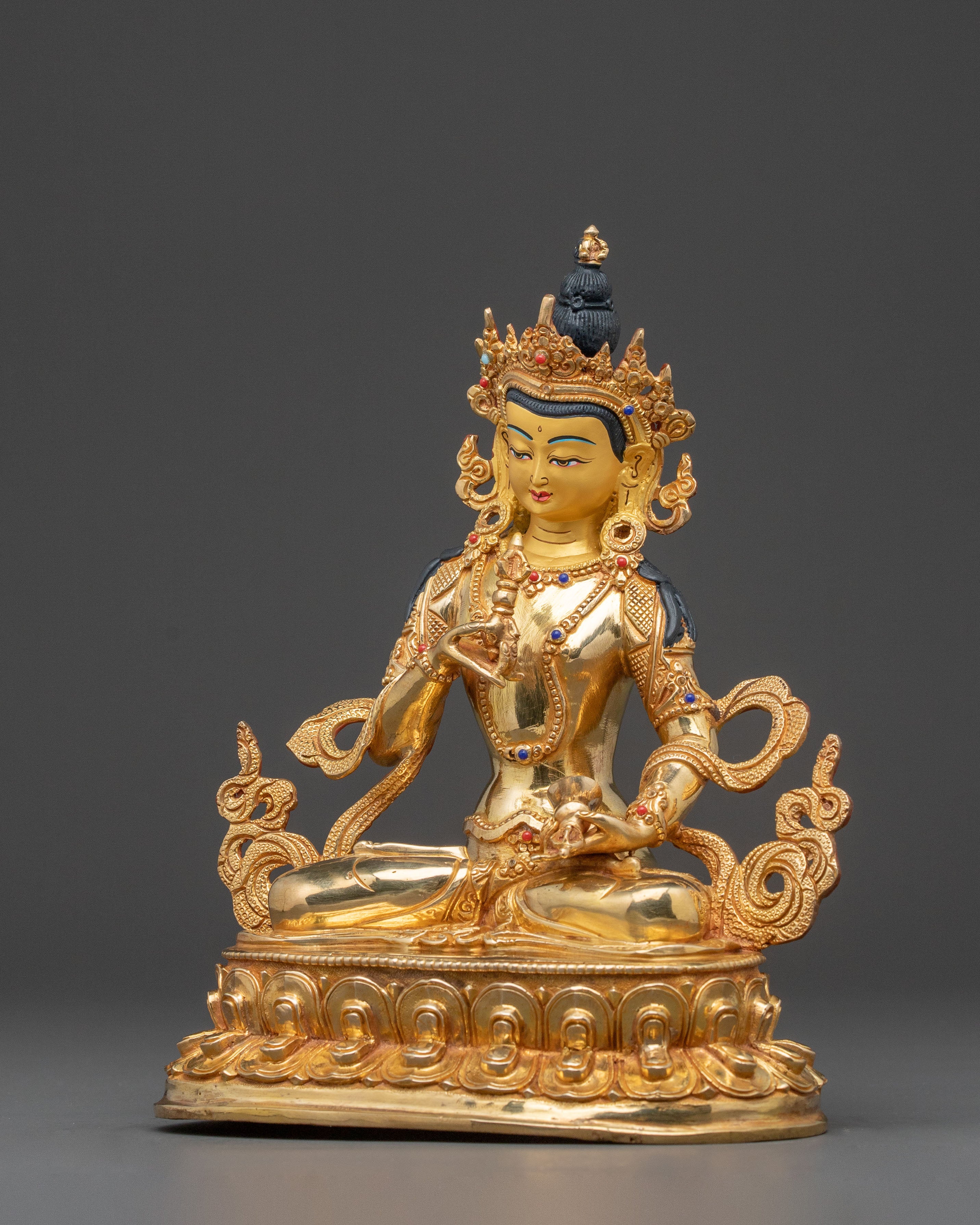 Handcrafted Vajrasattva Spiritual Statue – 24K Gold Gilded Statue
