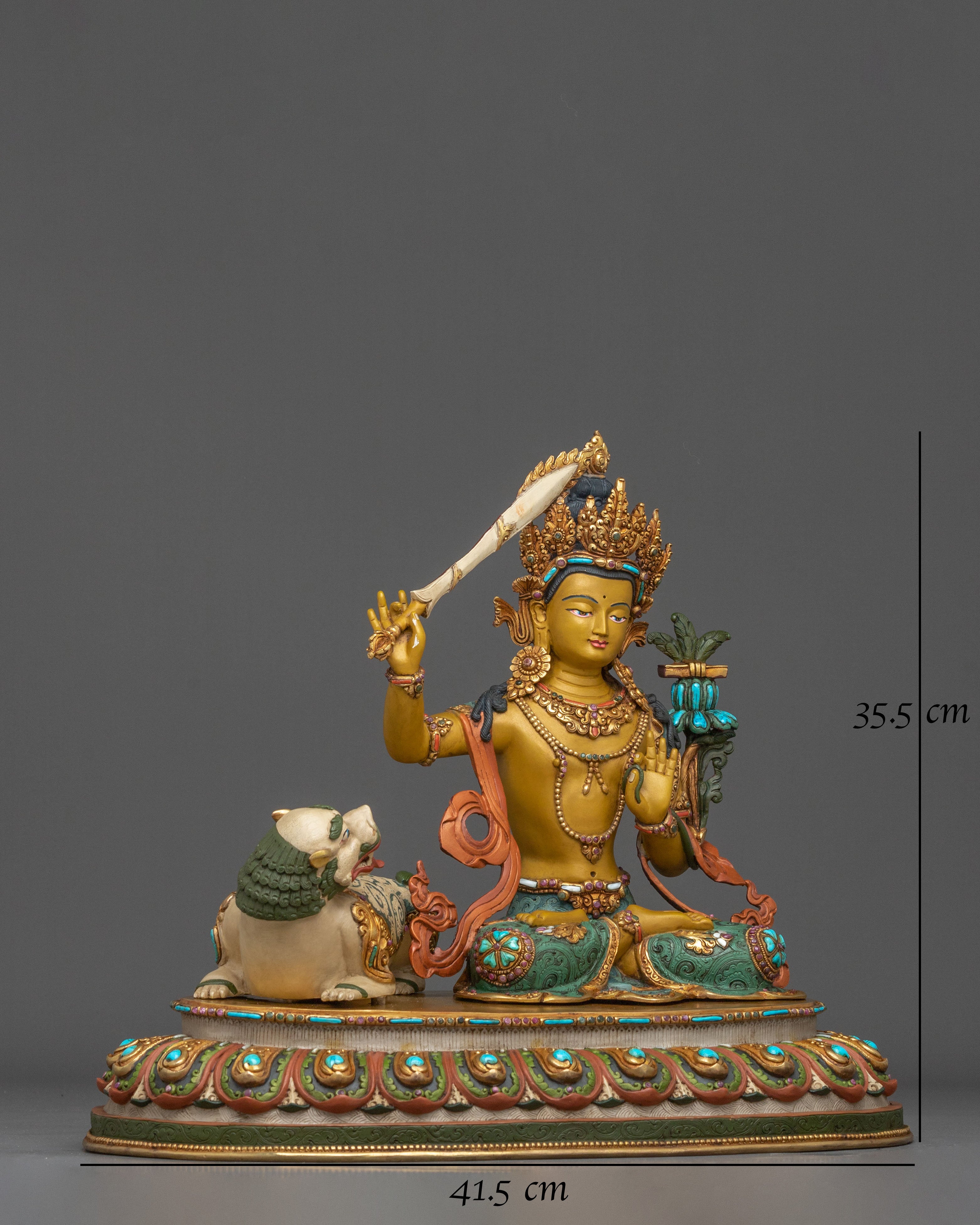 Simhanada Manjushri Buddhist Statue: Lion’s Roar of Wisdom