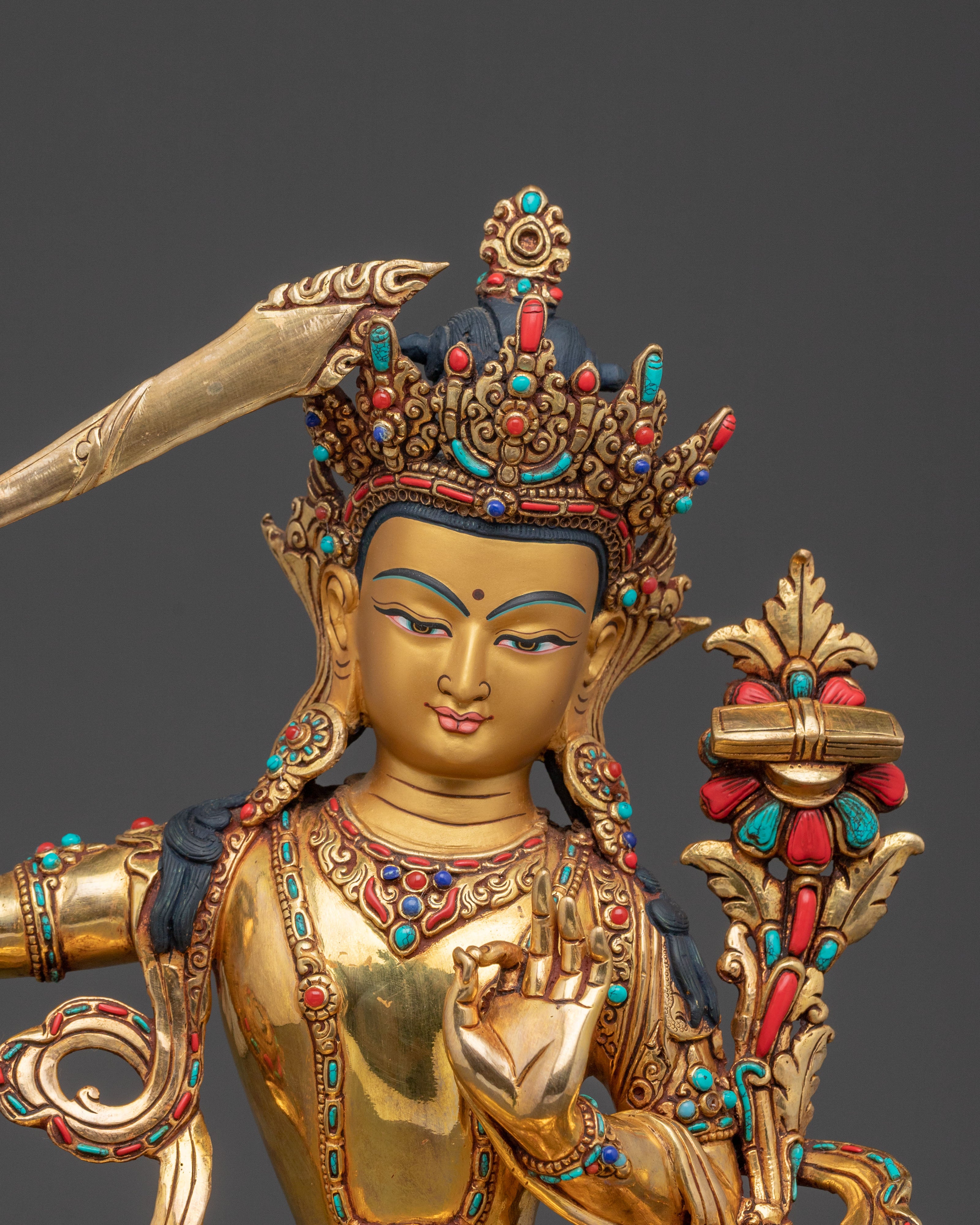 Manjushri Wisdom Buddha Statue | Sacred Bodhisattva Meditation Sculpture