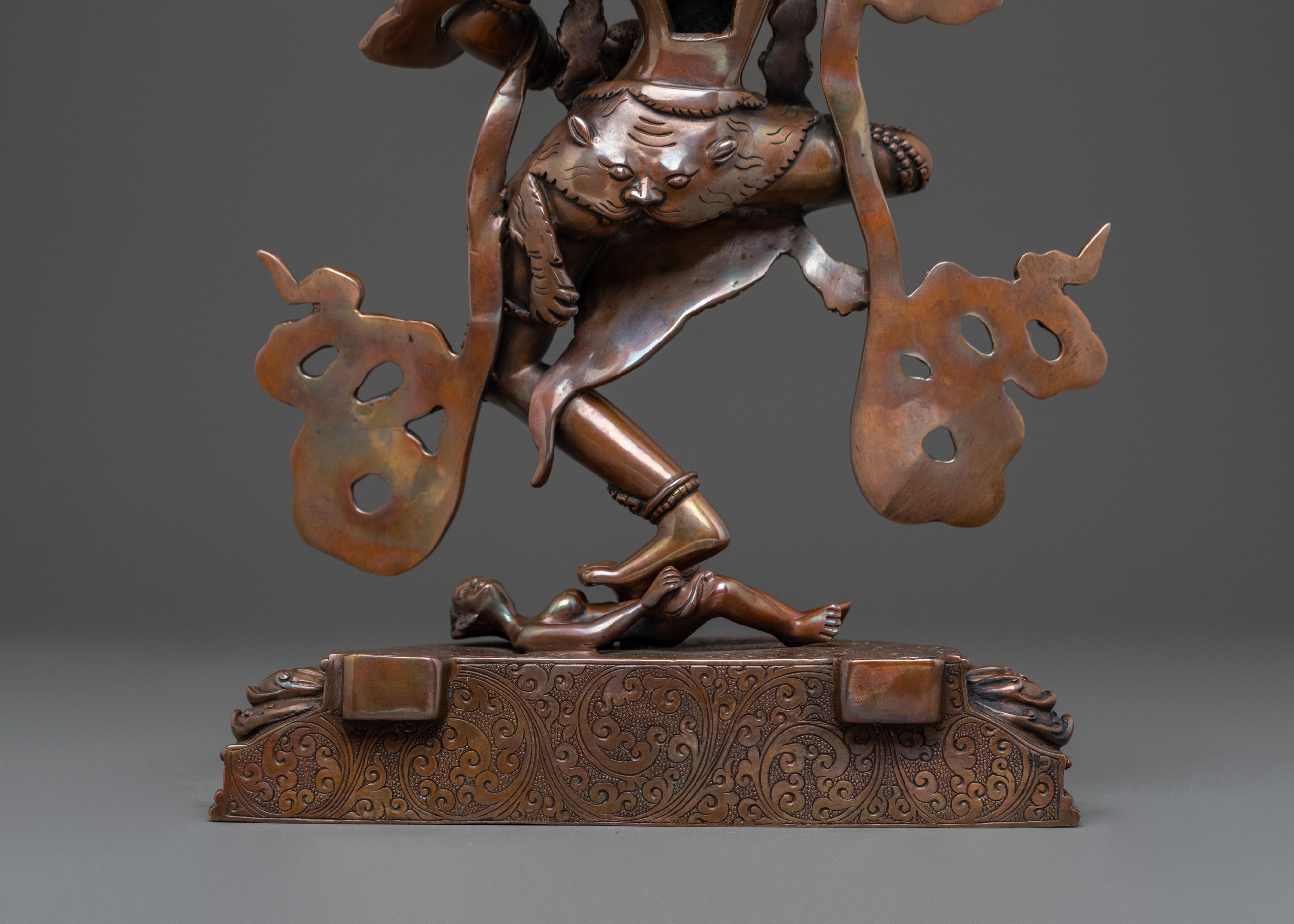 Simhamukha Oxidized Copper Statue: Divine Figurine