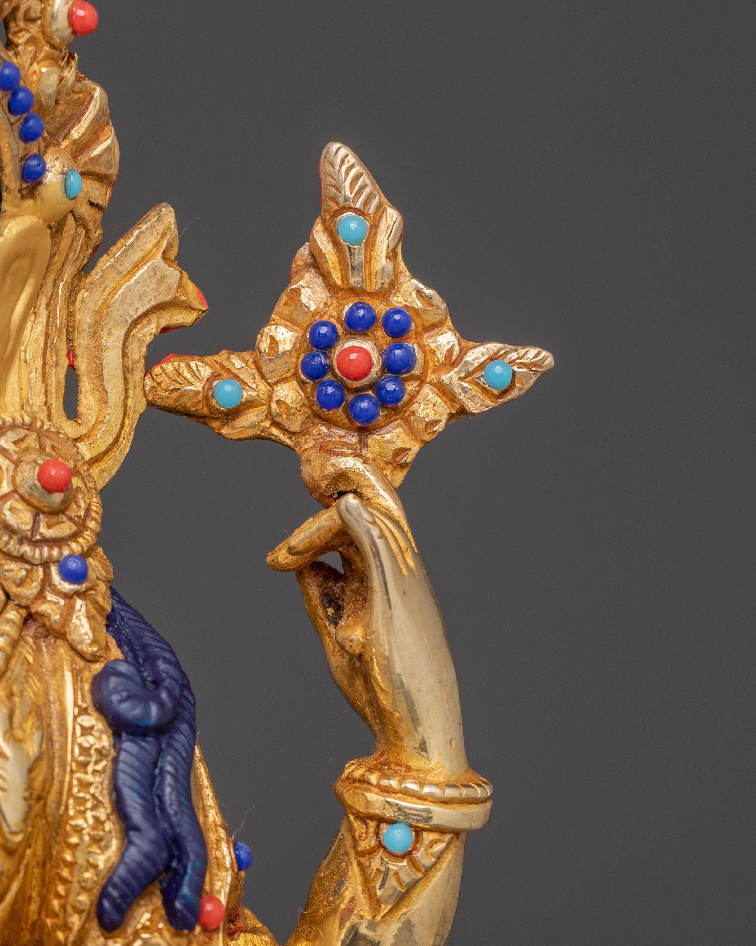 24k Gold Gilded Statue of Chenrezig Bodhisattva - Exquisite Copper Art