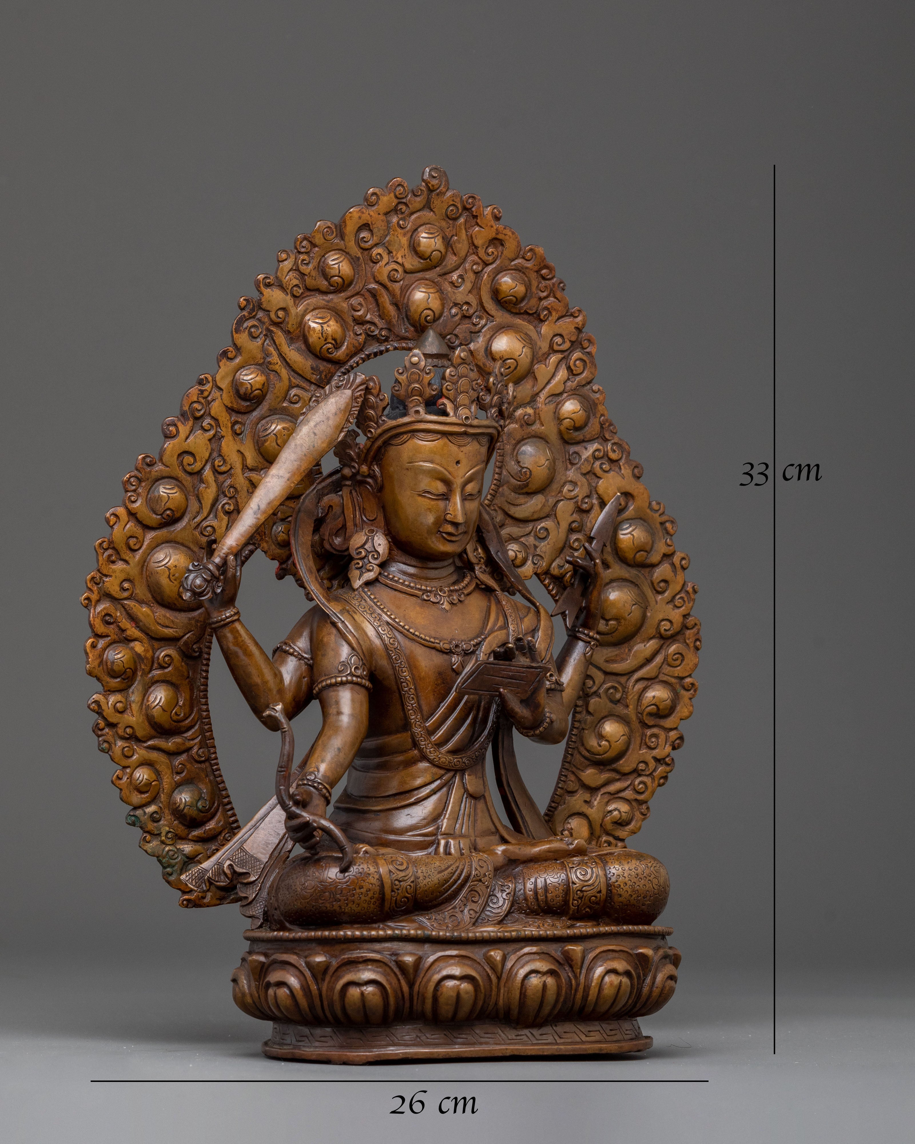 Handcrafted Maha Manjushri Wisdom Statue: Bodhisattva of Wisdom