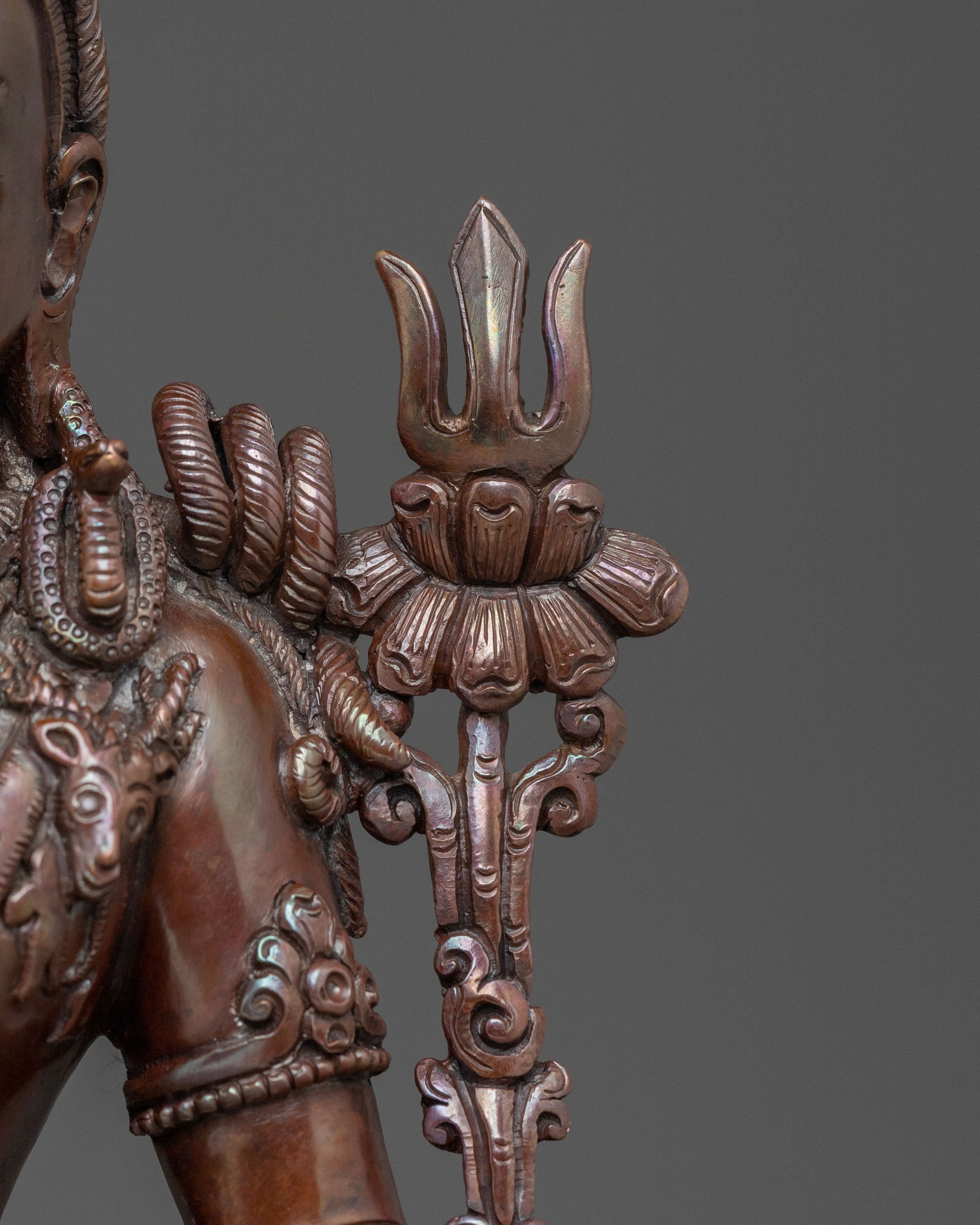 Simhanada Avalokiteshvara Statue | Oxidized Copper Body