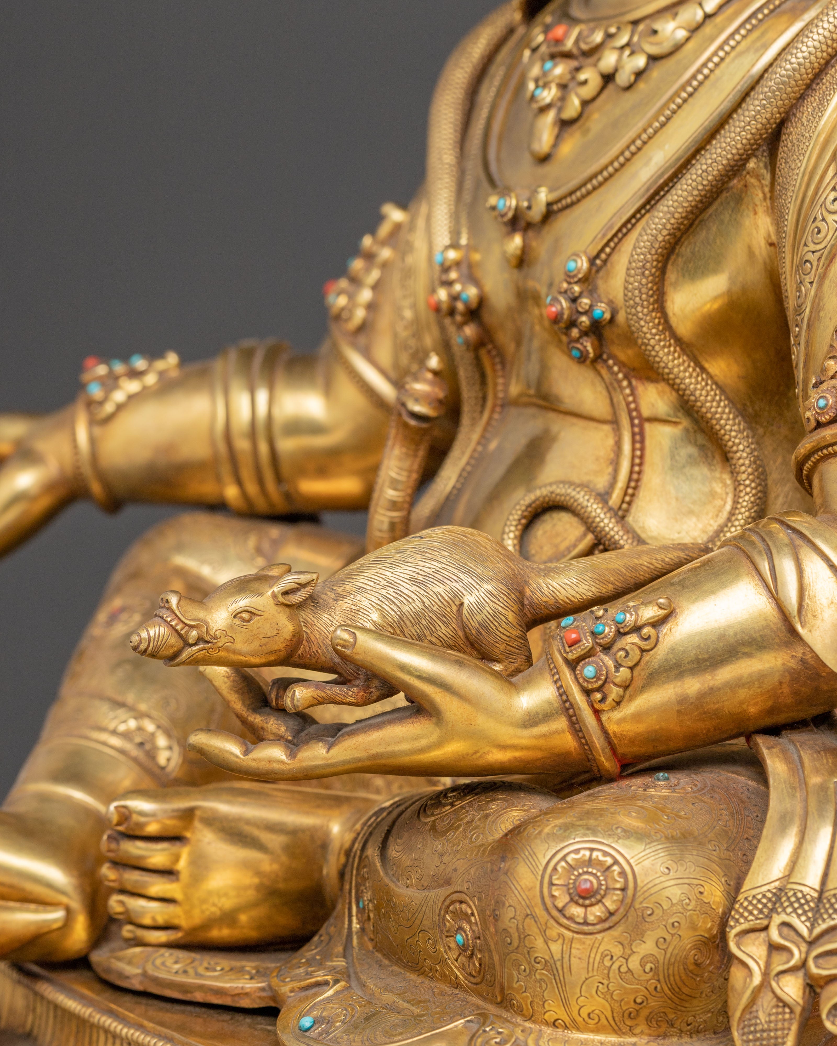Golden Statue of Wealth Icon Dzambhala | Lord of Abundance