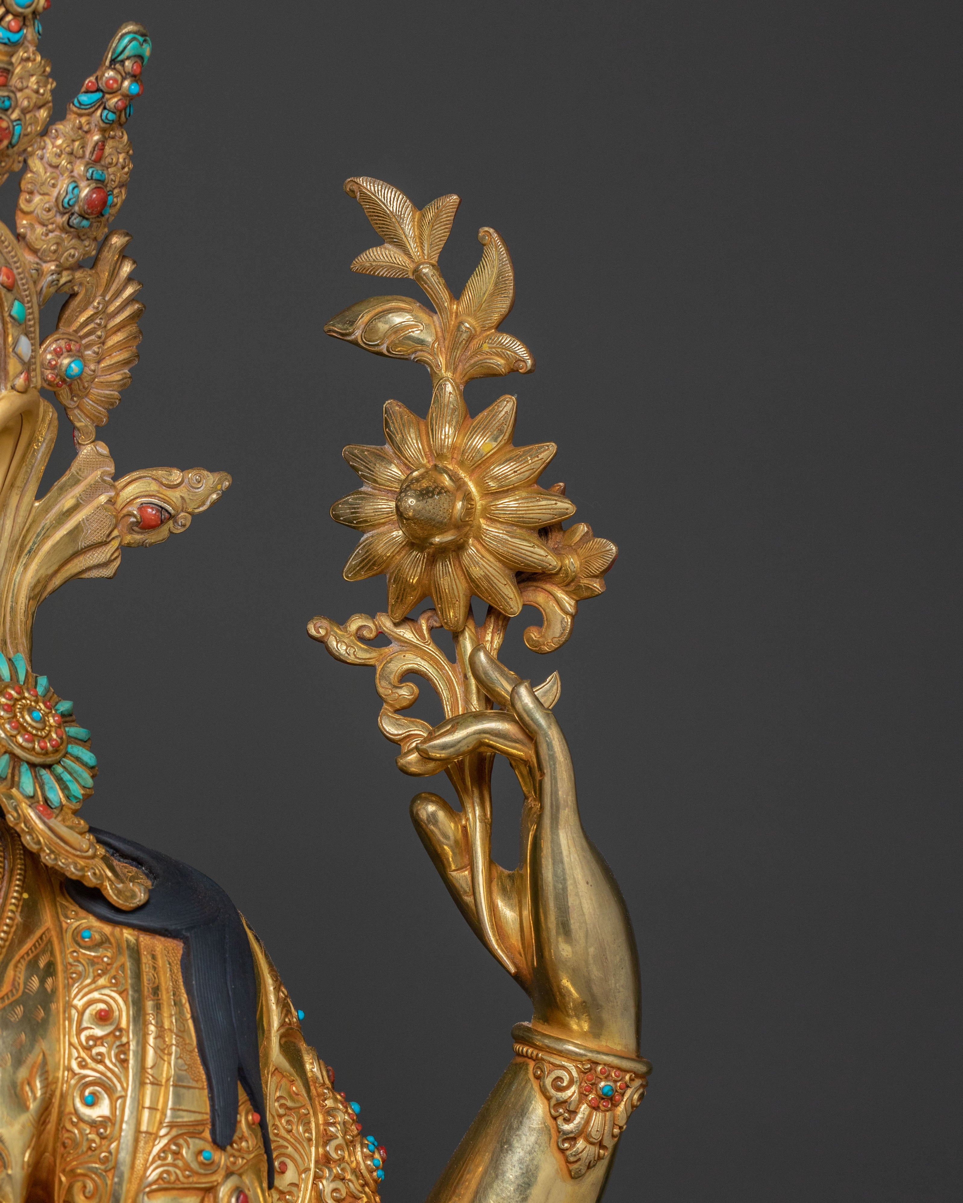 Chenrezig Divine Statue | 24K Gold Gilded Copper Statue