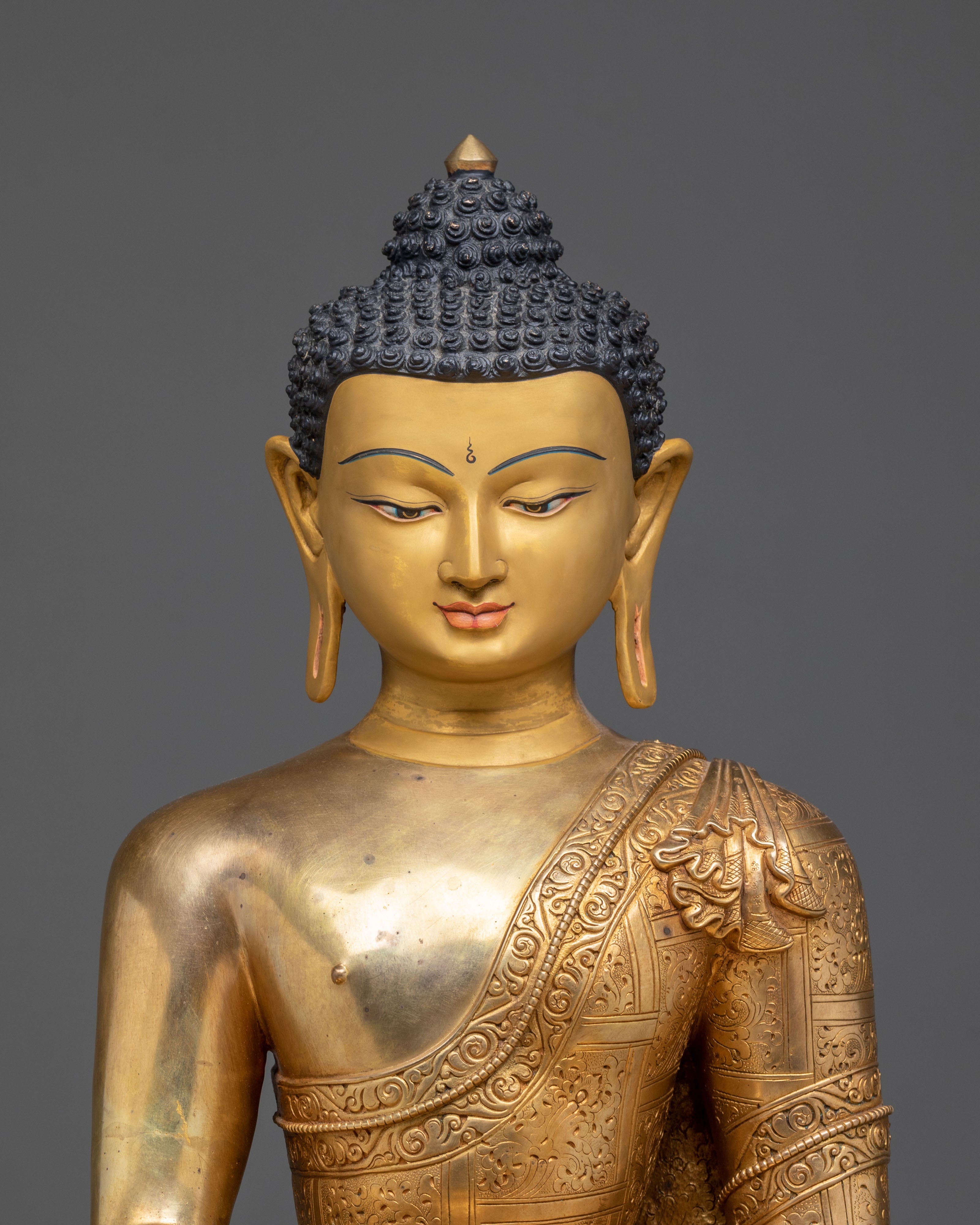 Shakyamuni Buddha Himalayan Statue Seated on a Throne